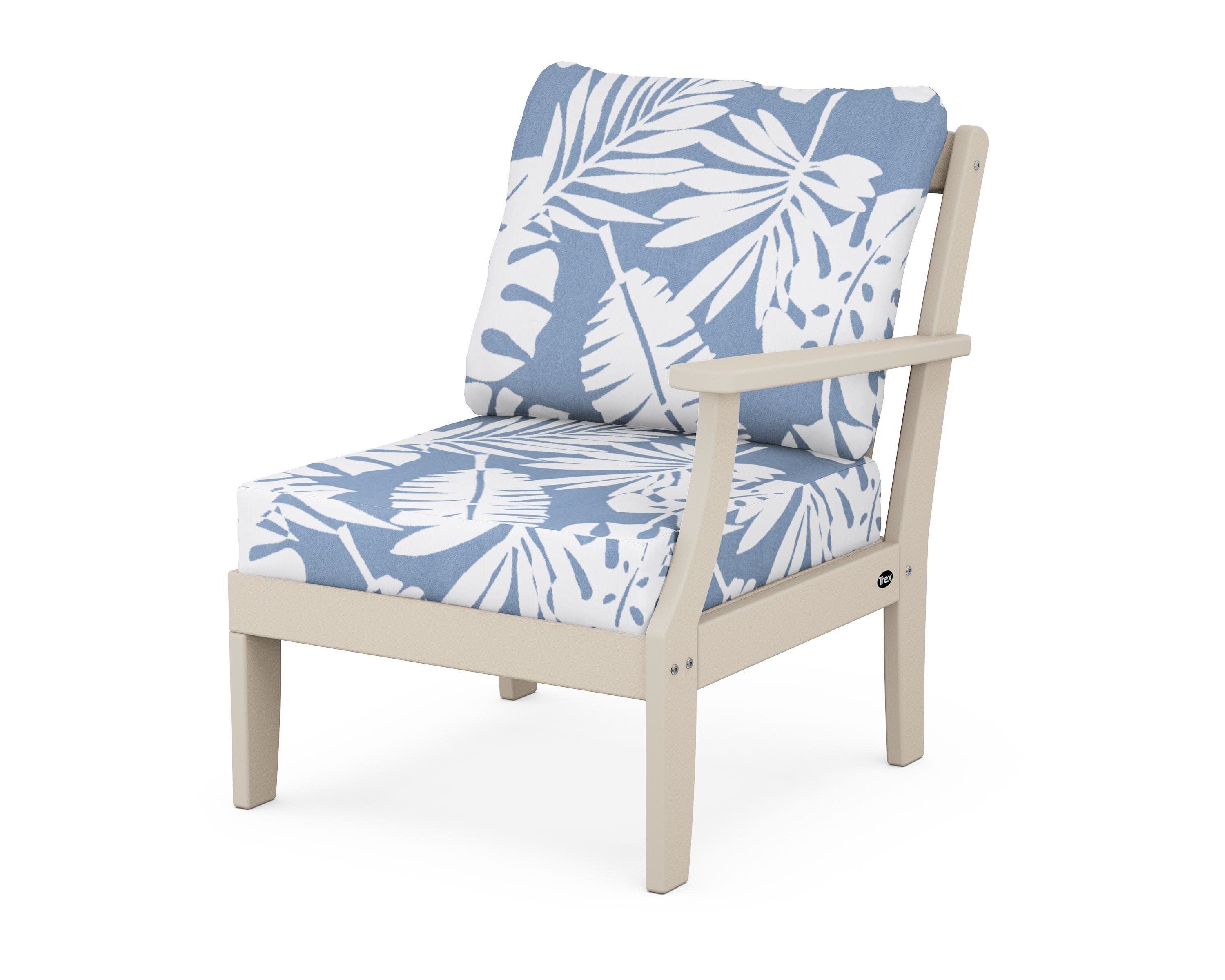 Yacht Club Modular Right Arm Chair in Sand Castle / Leaf Sky Blue