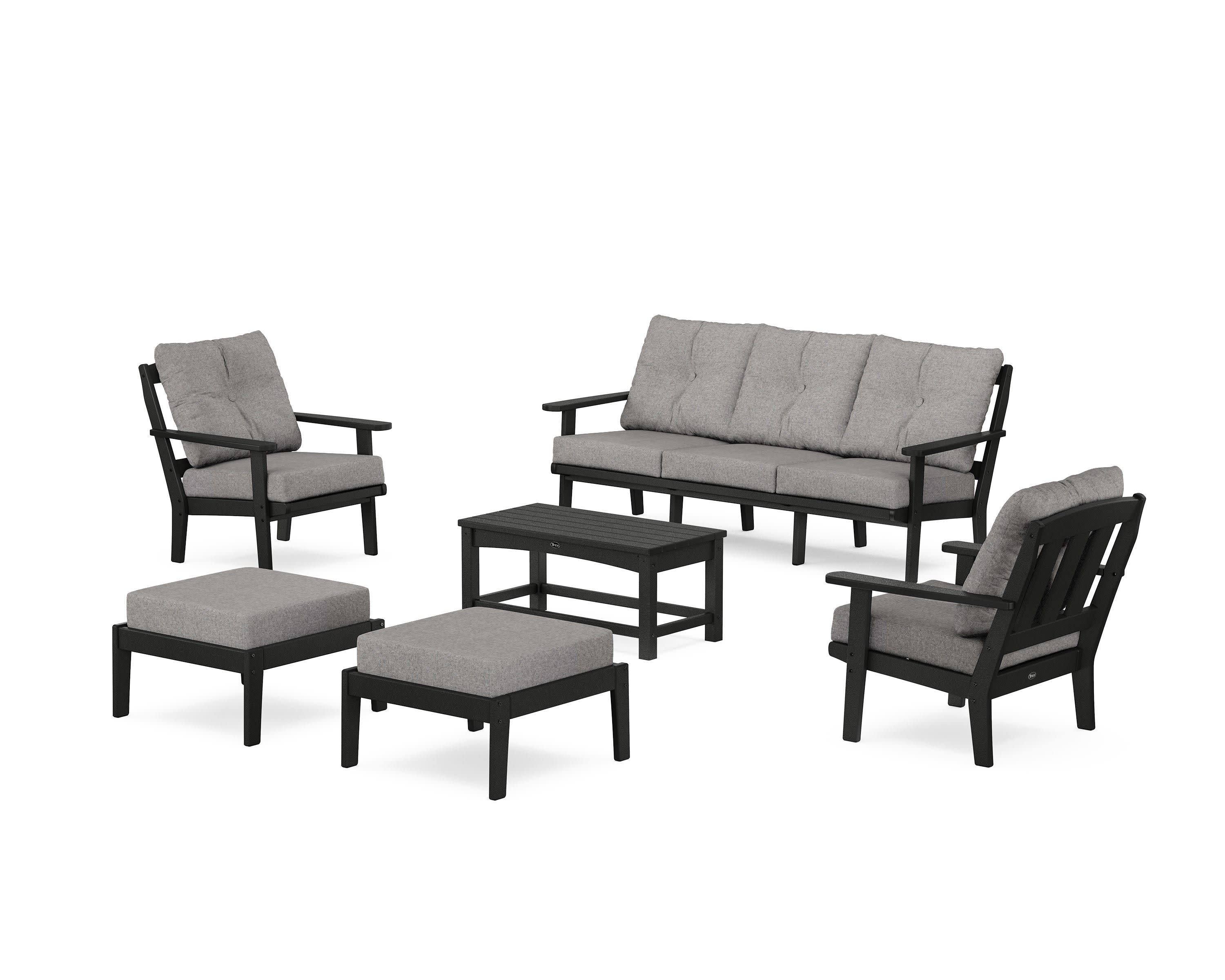 Cape Cod 6-Piece Lounge Sofa Set in Charcoal Black / Grey Mist