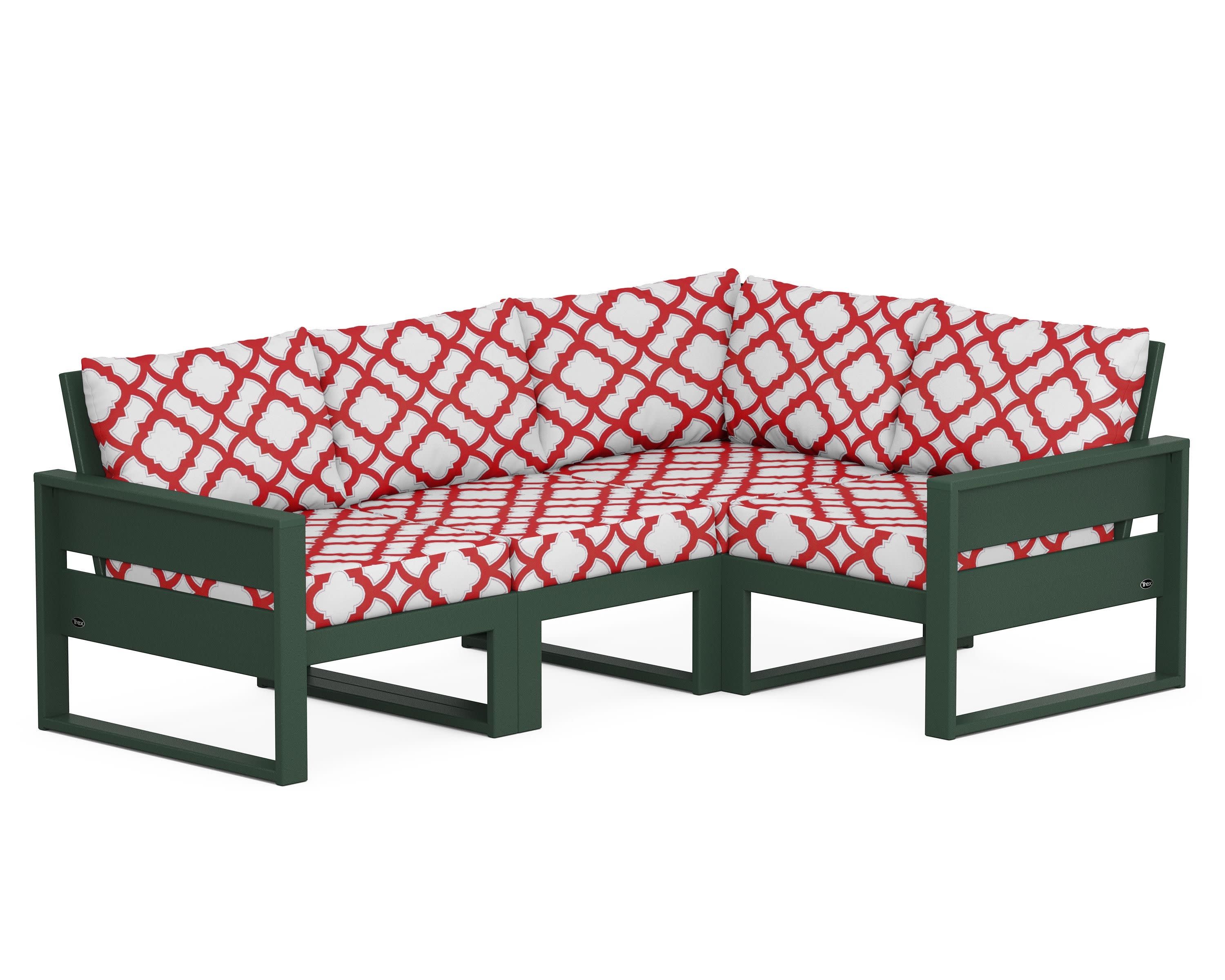Eastport 4- Piece Sectional in Rainforest Canopy / Trellis Crimson