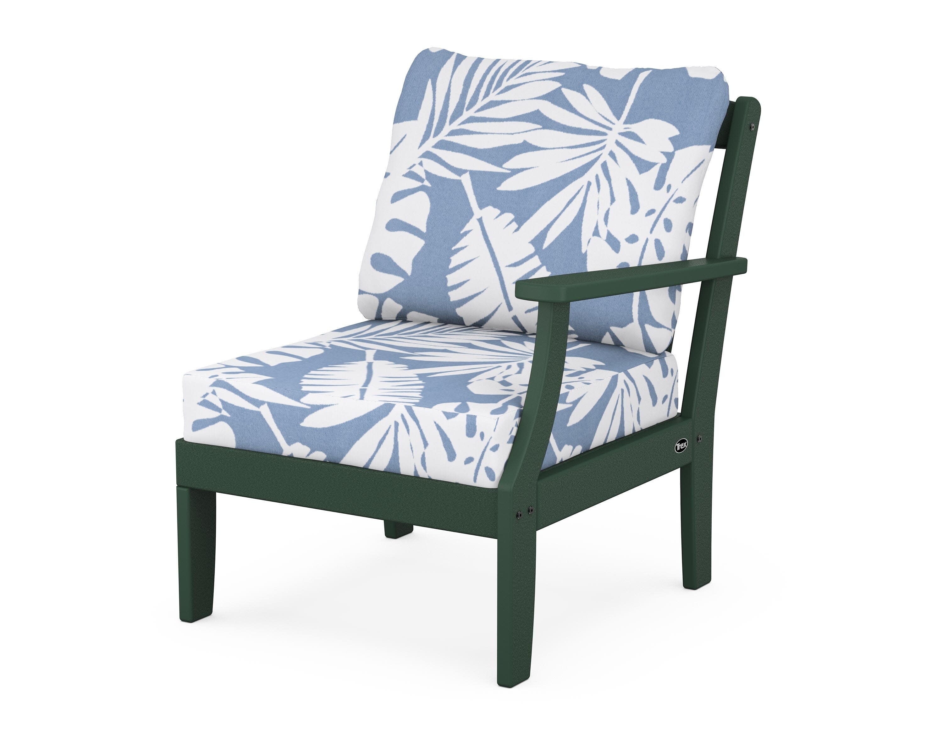Yacht Club Modular Right Arm Chair in Rainforest Canopy / Leaf Sky Blue