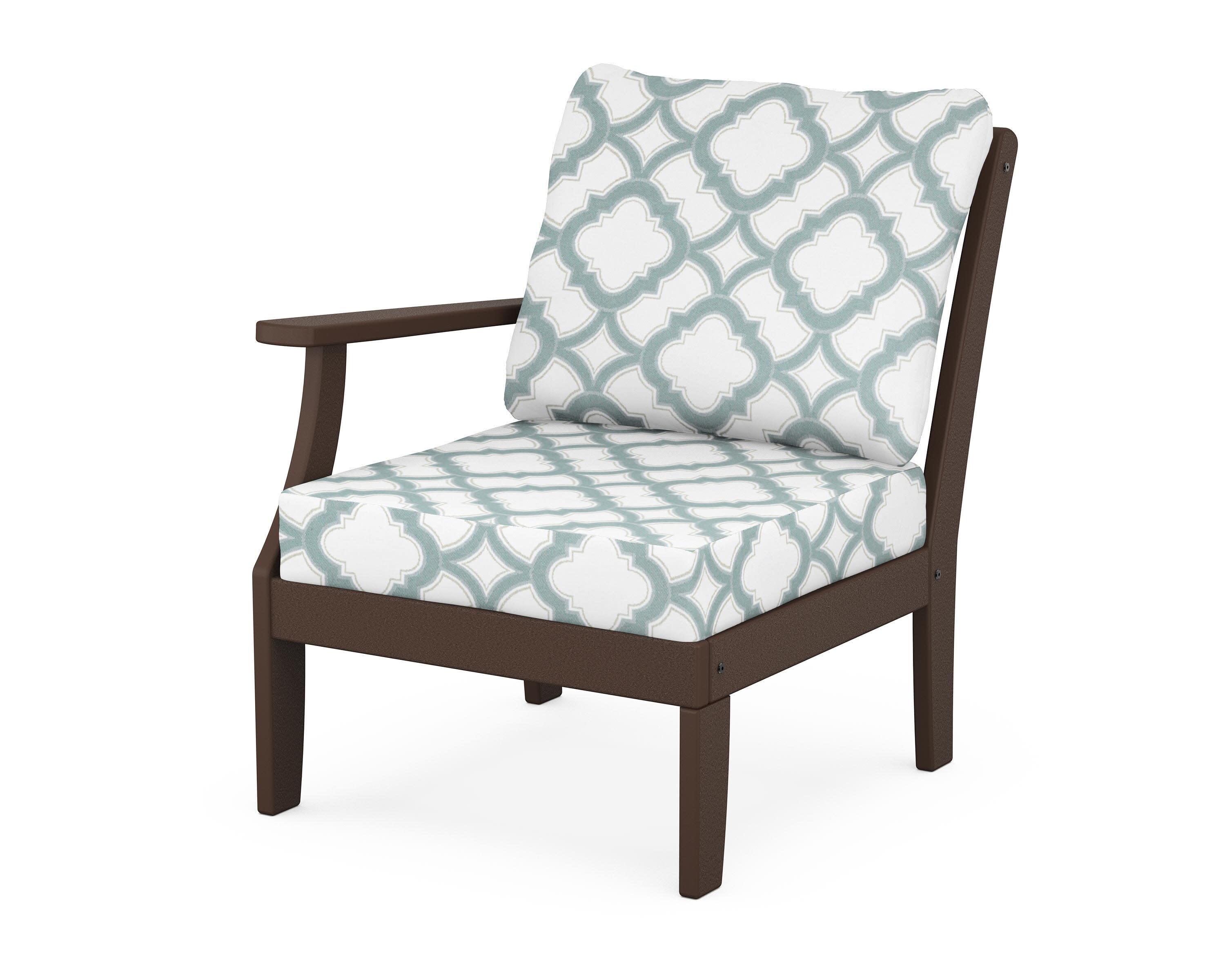 Yacht Club Modular Left Arm Chair in Vintage Lantern / Trellis Glacier Spa