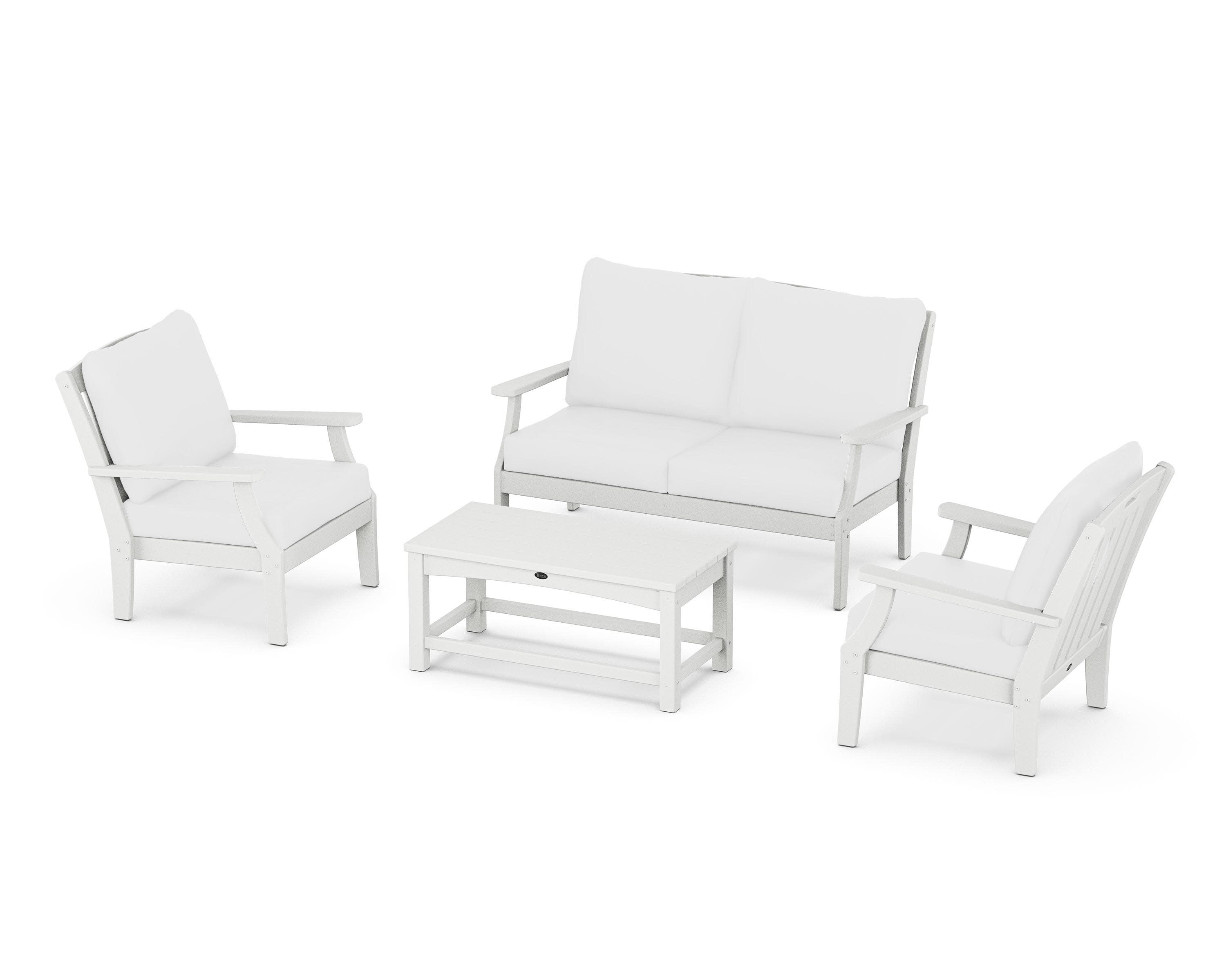 Yacht Club 4-Piece Deep Seating Chair Set in Classic White / Natural