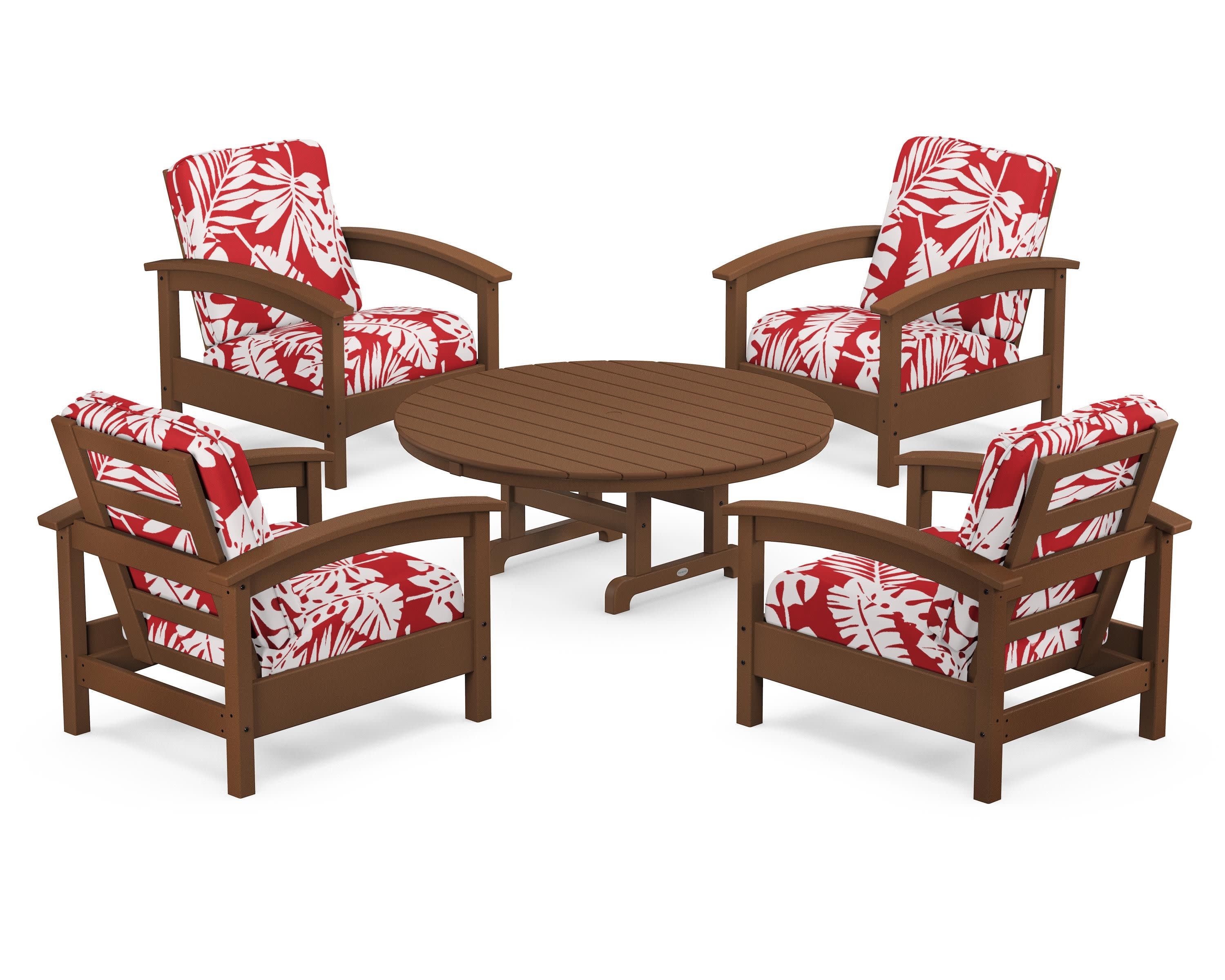 Rockport 5-Piece Deep Seating Set in Tree House / Leaf Crimson