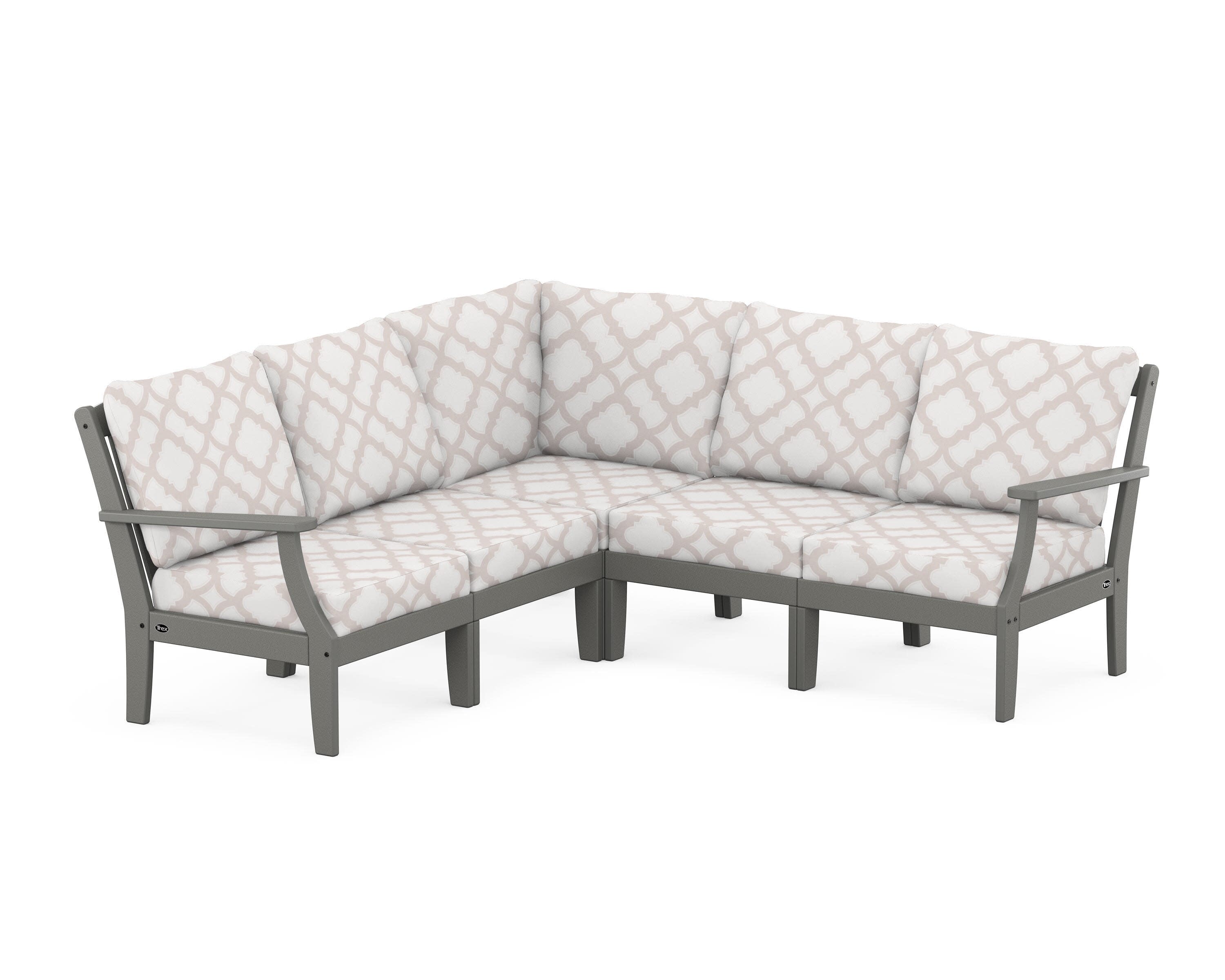 Yacht Club Modular 5-Piece Deep Seating Set in Stepping Stone / Trellis Dune Burlap