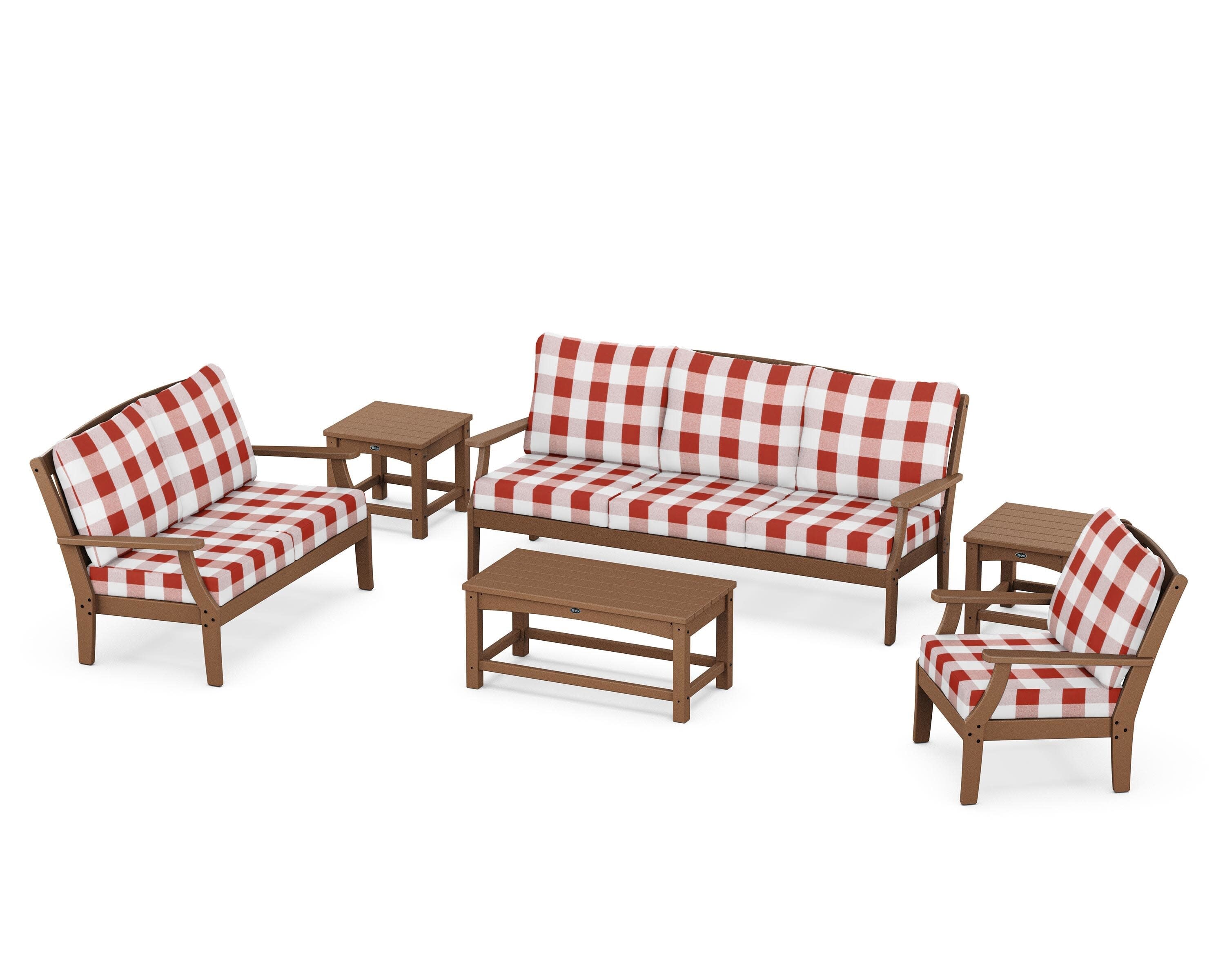 Yacht Club 6-Piece Deep Seating Set in Tree House / Buffalo Plaid Crimson