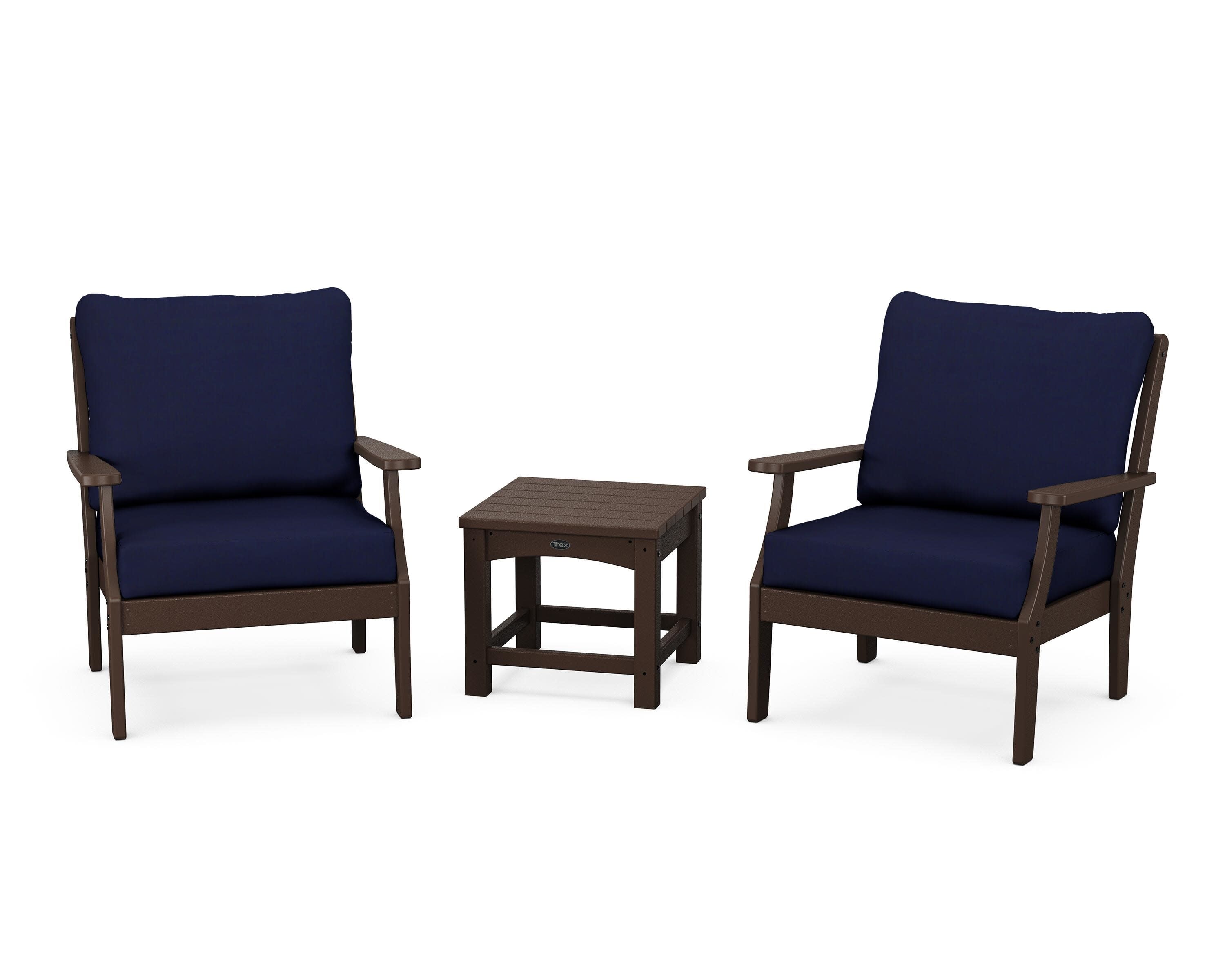 Yacht Club 3-Piece Deep Seating Set in Vintage Lantern / Navy