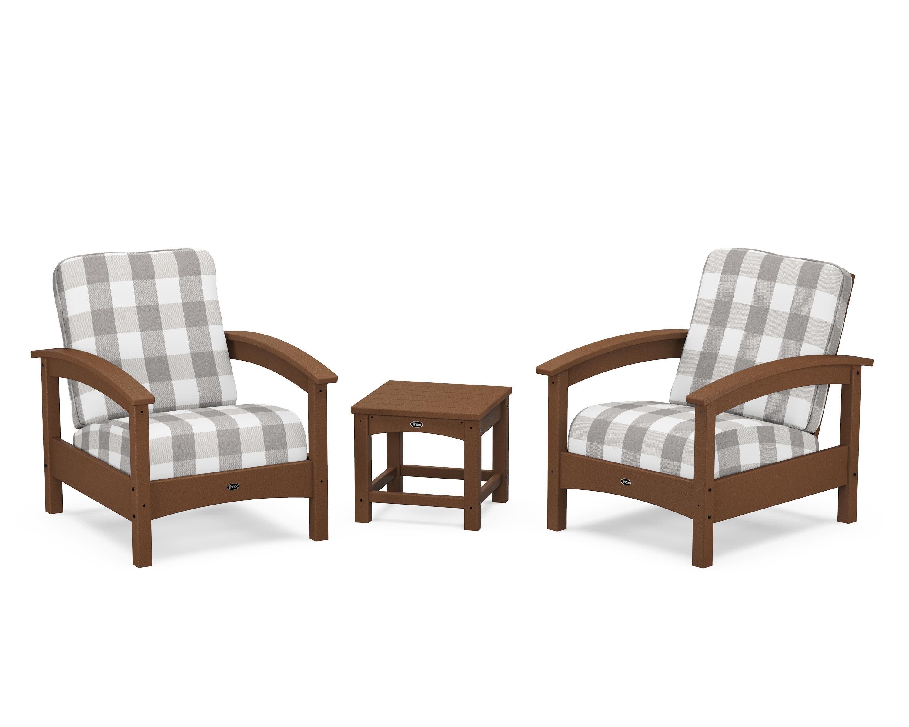 Rockport Club 3-Piece Deep Seating Conversation Set in Tree House / Buffalo Plaid Grey Mist