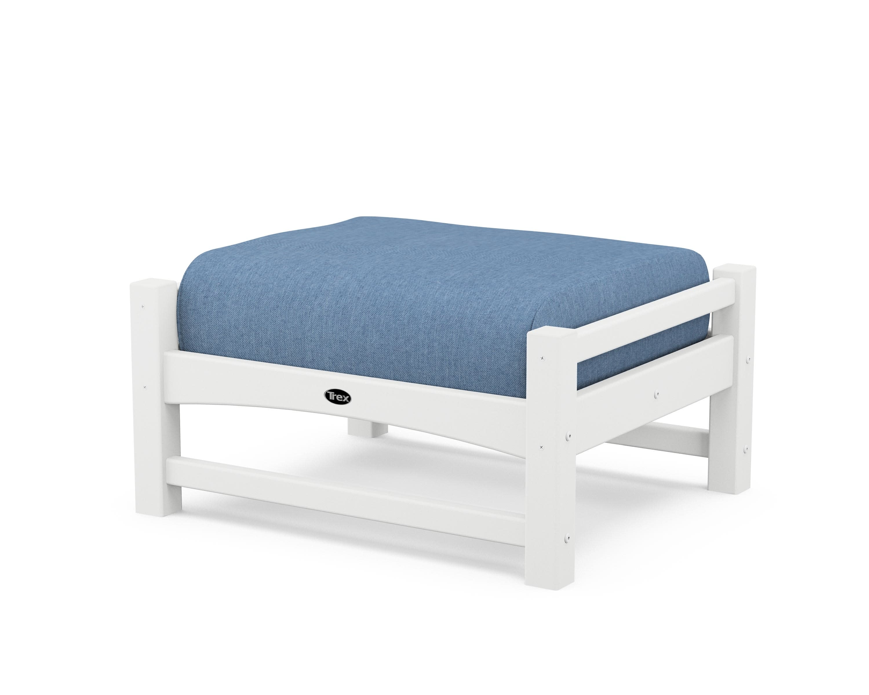 Rockport Club Ottoman in Classic White / Sky Blue