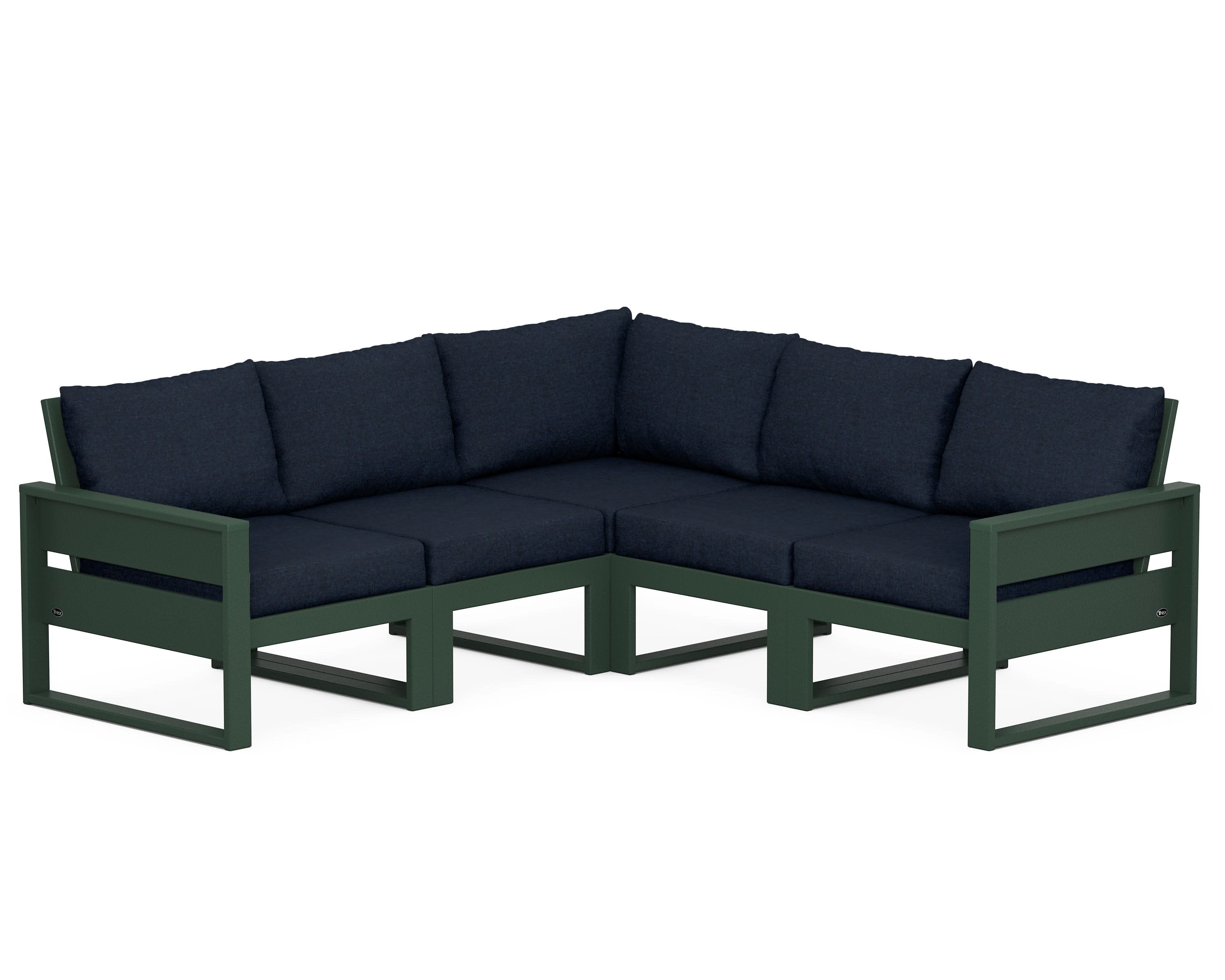 Eastport 5-Piece Sectional in Rainforest Canopy / Marine Indigo