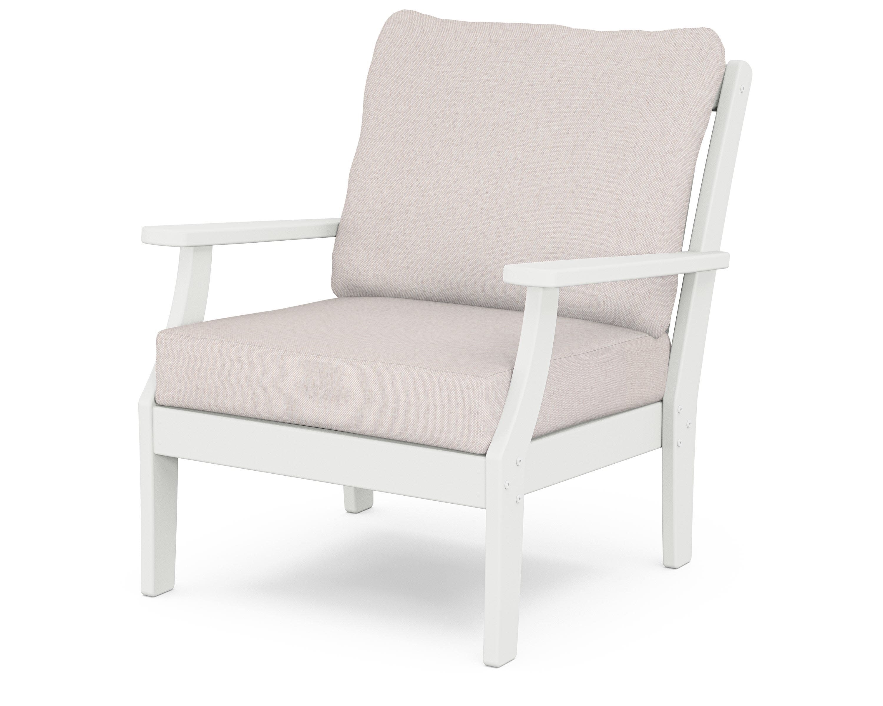 Yacht Club Deep Seating Chair in Classic White / Dune Burlap