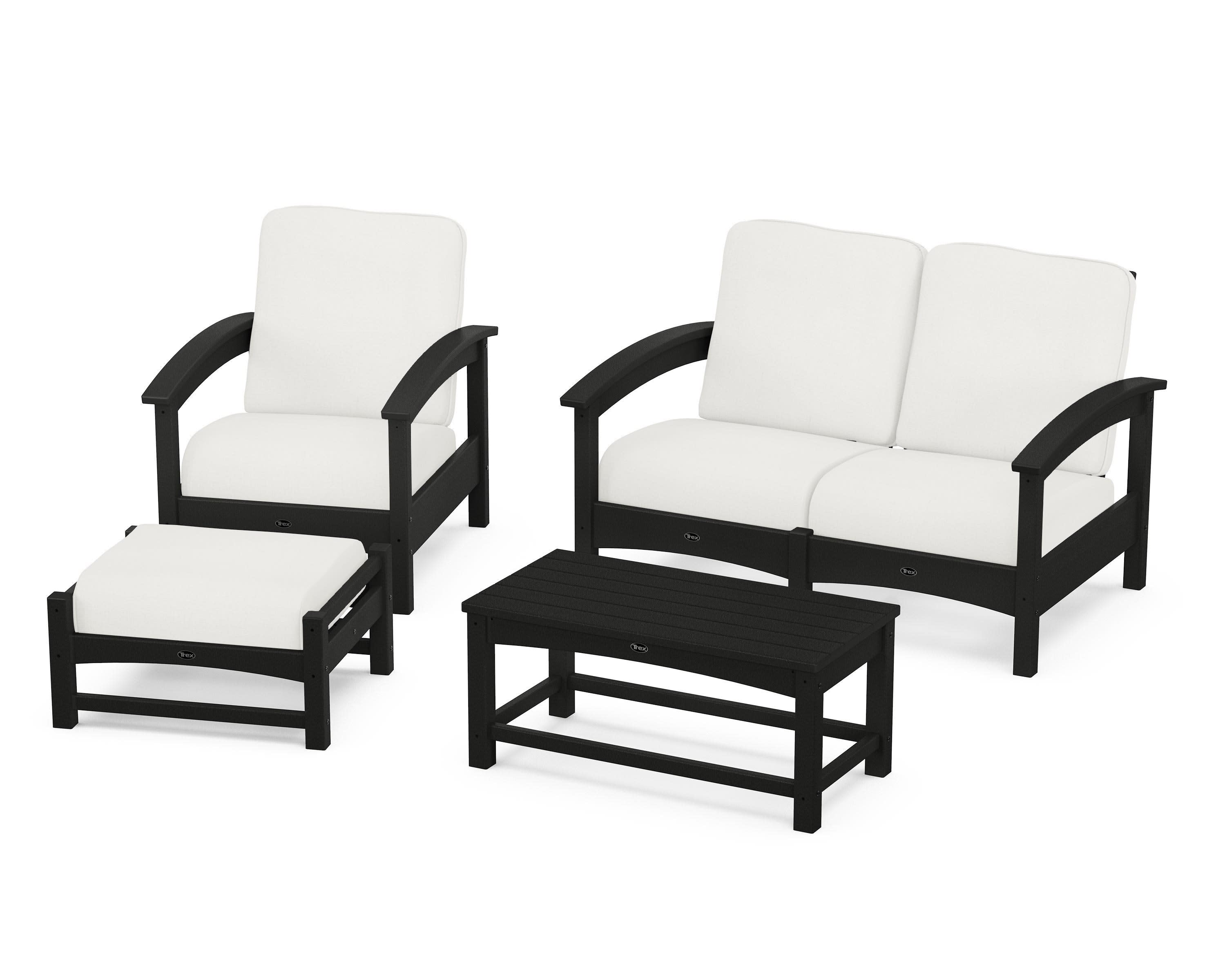 Rockport 4-Piece Deep Seating Conversation Group in Charcoal Black / Natural Linen