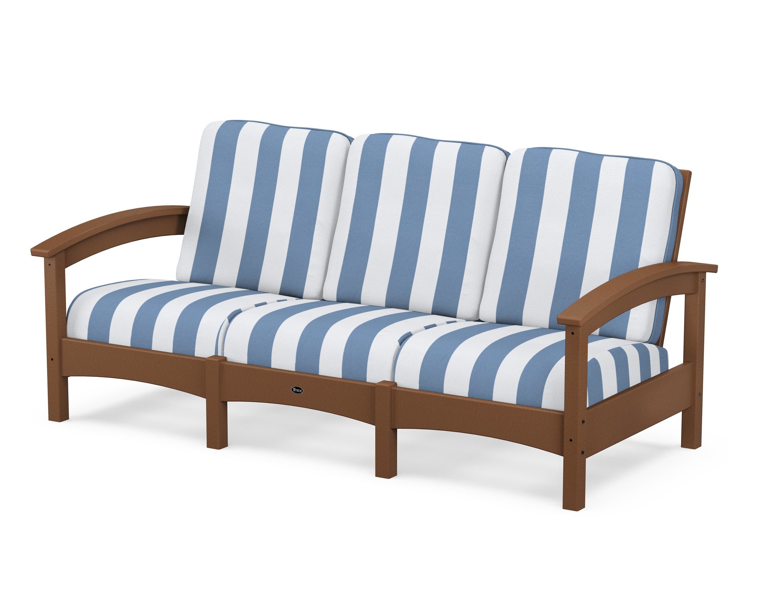 Rockport Club Sofa in Tree House / Cabana Stripe Sky Blue