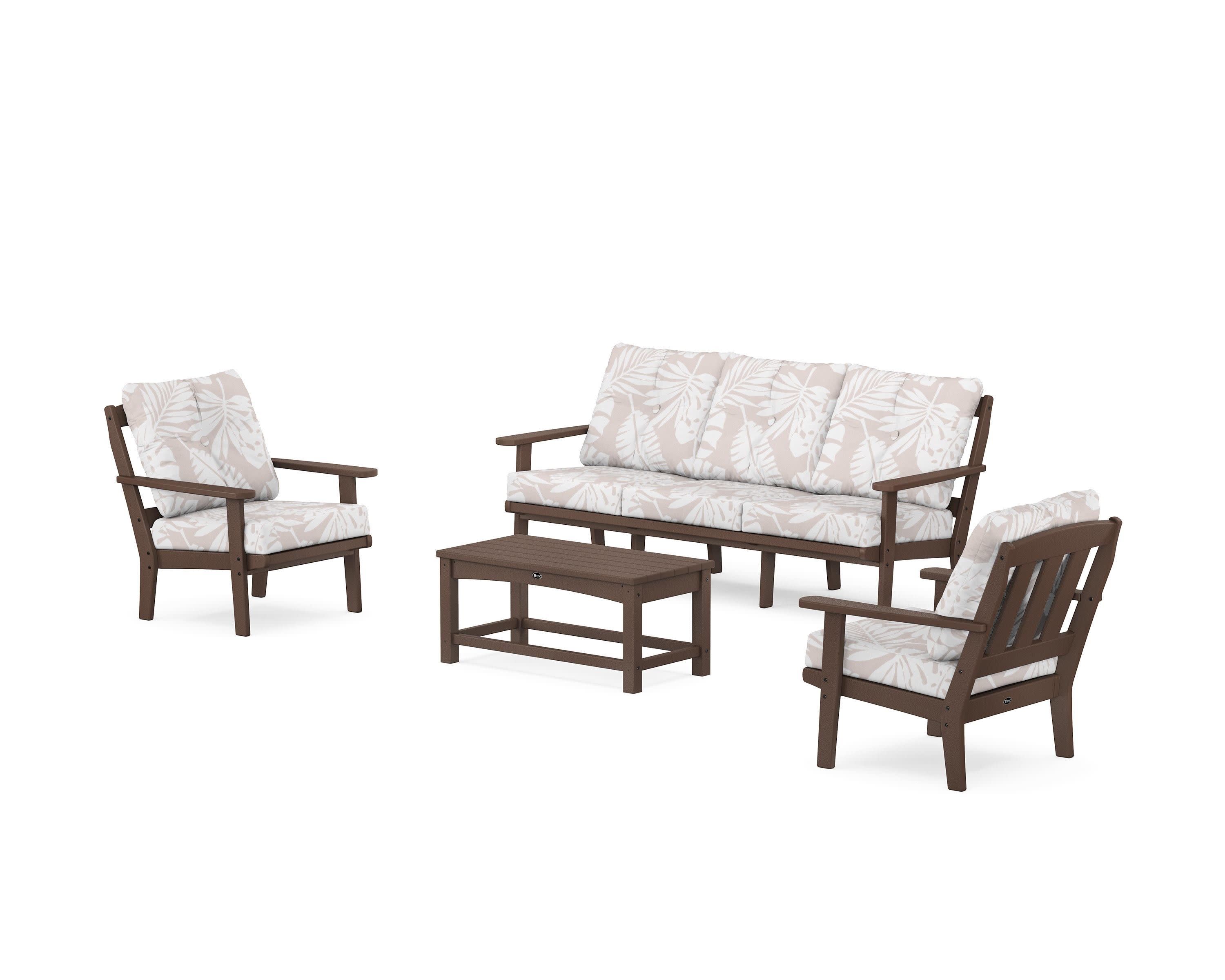 Cape Cod 4-Piece Deep Seating Set with Sofa in Vintage Lantern / Leaf Dune Burlap