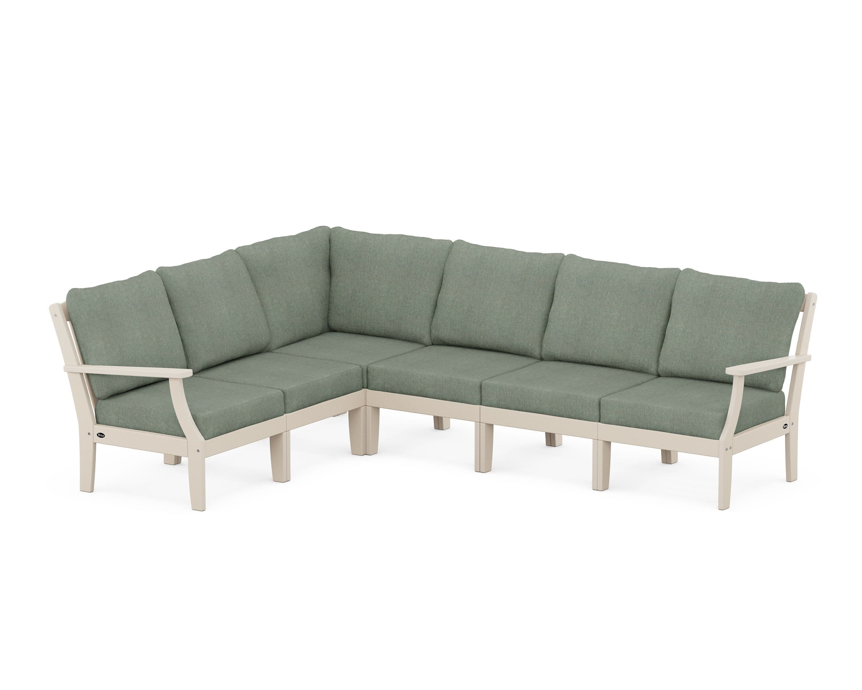 Yacht Club Modular 6-Piece Deep Seating Set in Sand Castle / Cast Sage