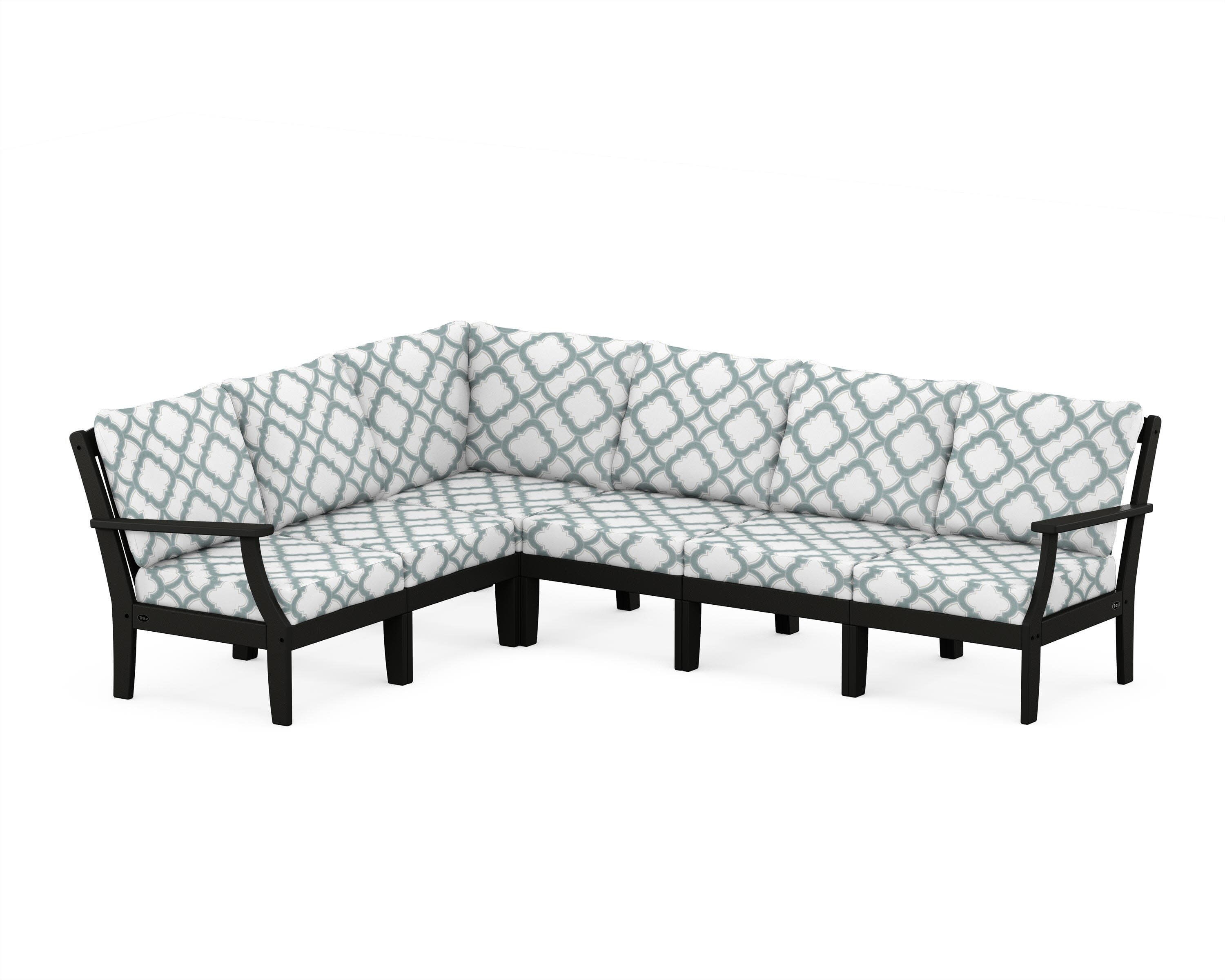 Yacht Club Modular 6-Piece Deep Seating Set in Charcoal Black / Trellis Glacier Spa