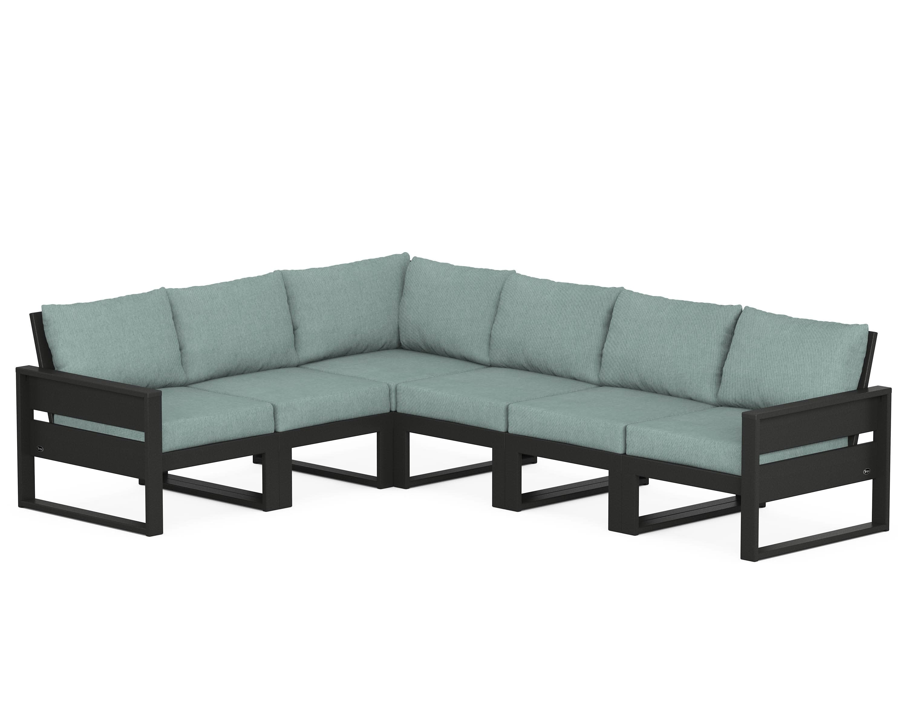 Eastport 6-Piece Sectional in Charcoal Black / Glacier Spa