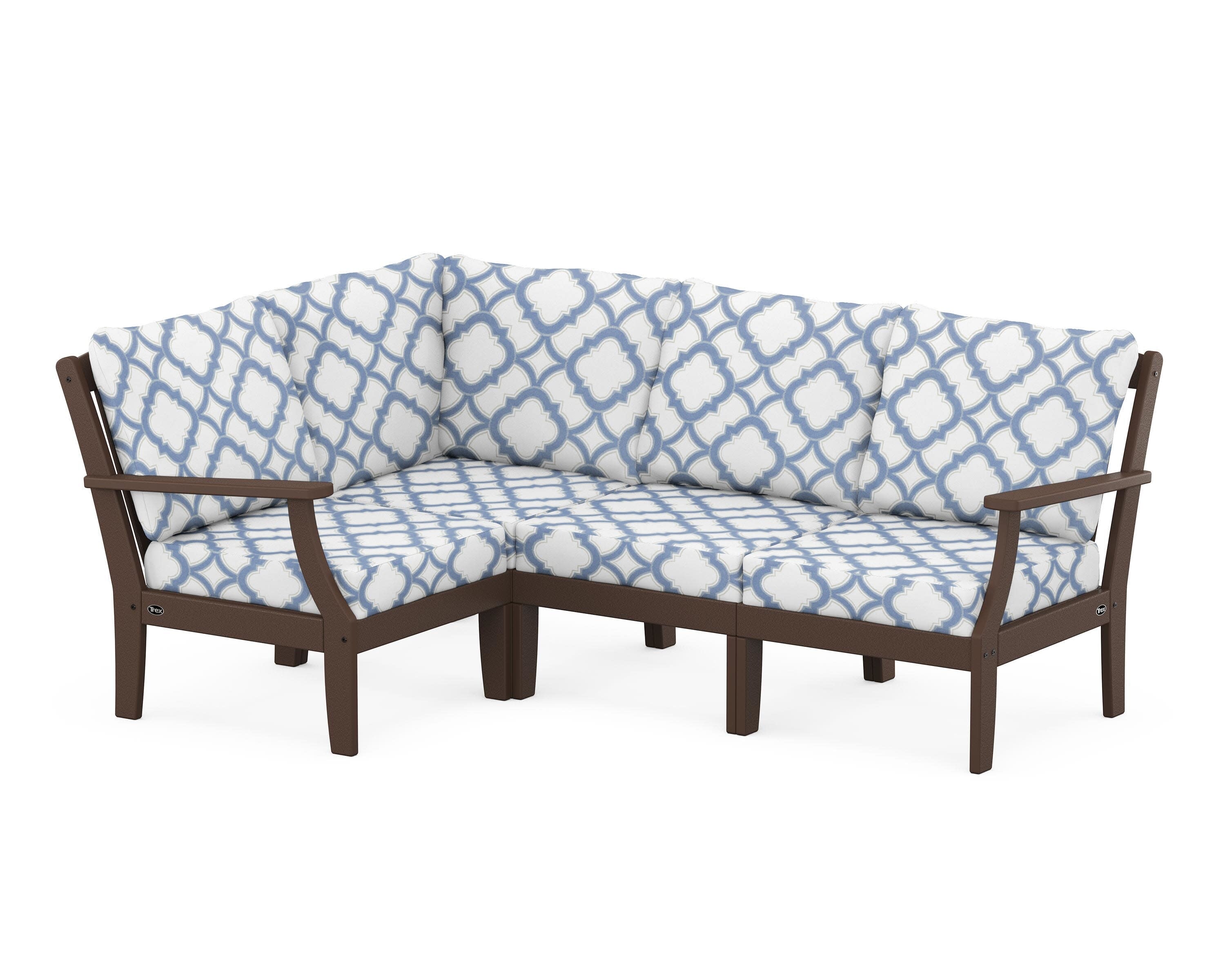 Yacht Club Modular 4-Piece Deep Seating Set in Vintage Lantern / Trellis Sky Blue