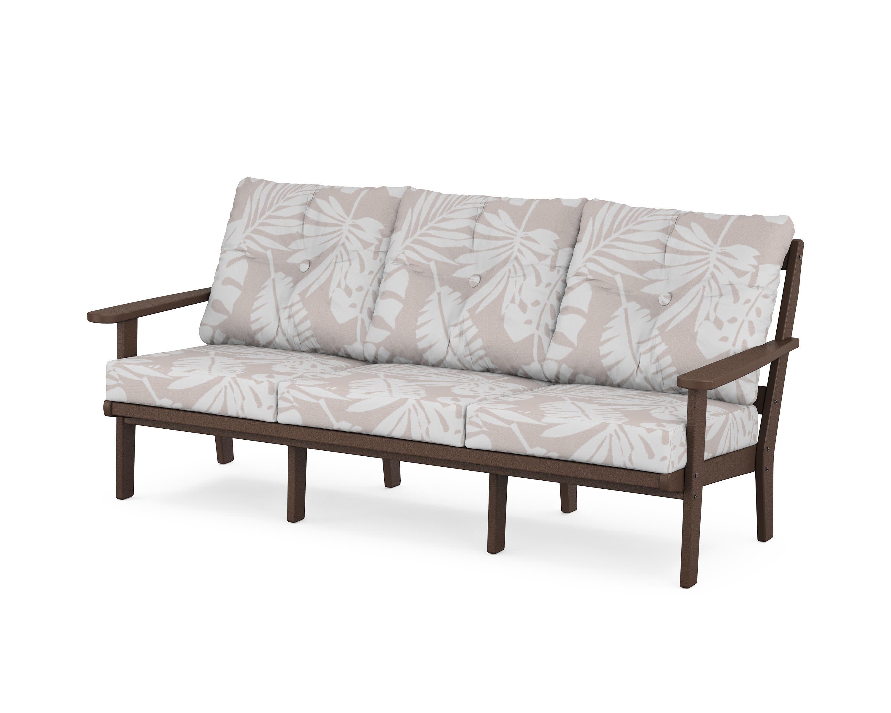 Cape Cod Deep Seating Sofa in Vintage Lantern / Leaf Dune Burlap