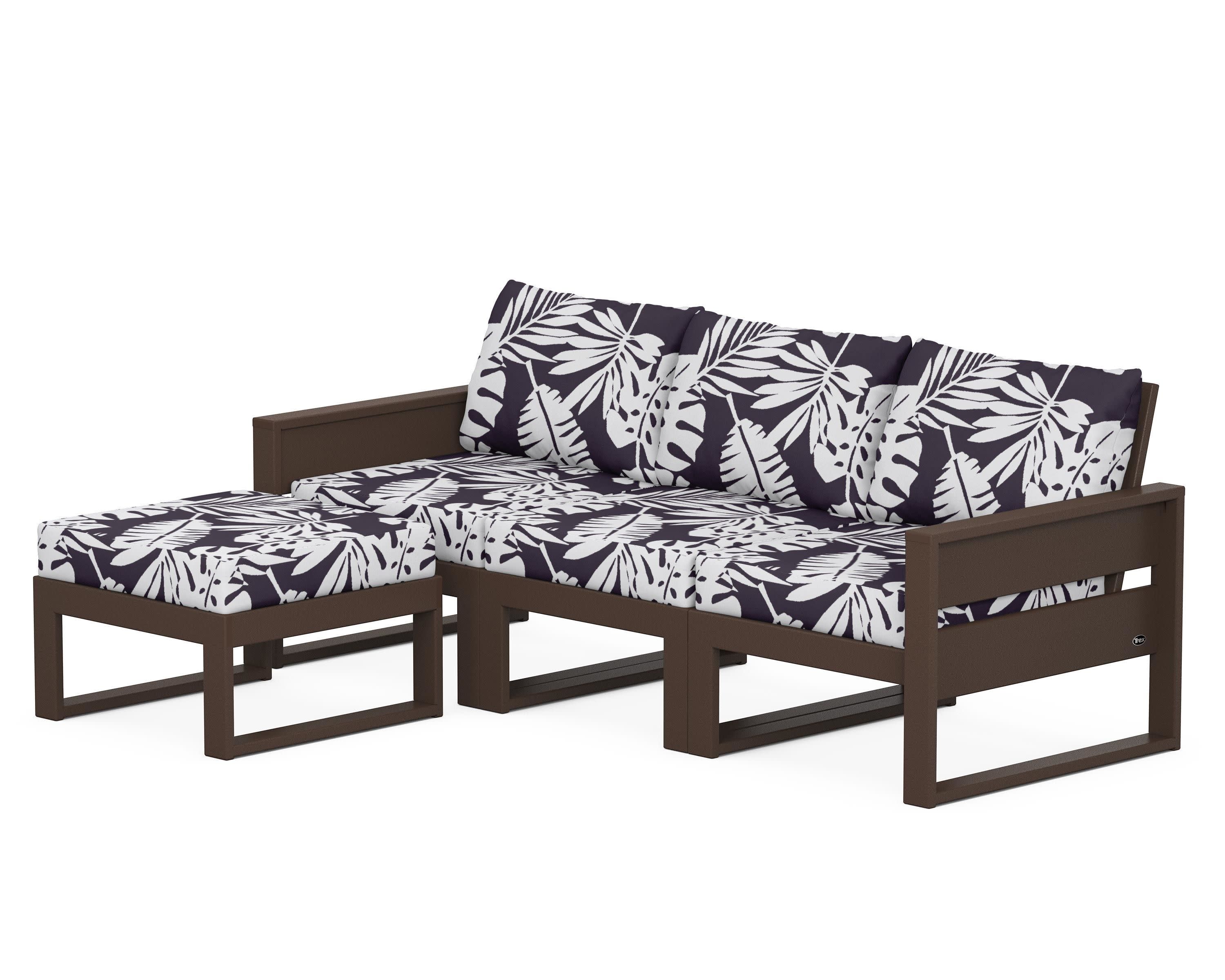 Eastport 4- Piece Sectional with Ottoman in Vintage Lantern / Leaf Navy