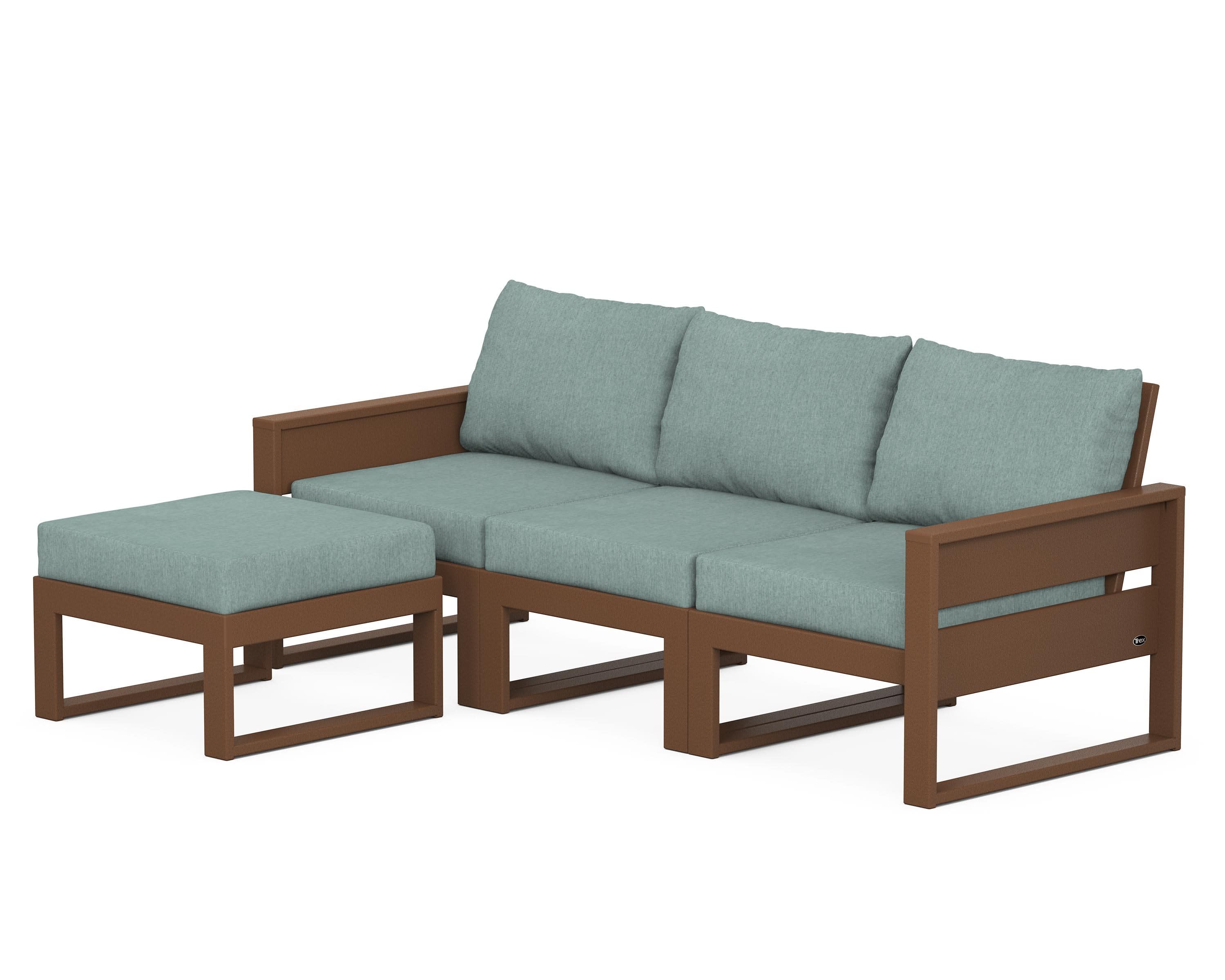 Eastport 4- Piece Sectional with Ottoman in Tree House / Glacier Spa