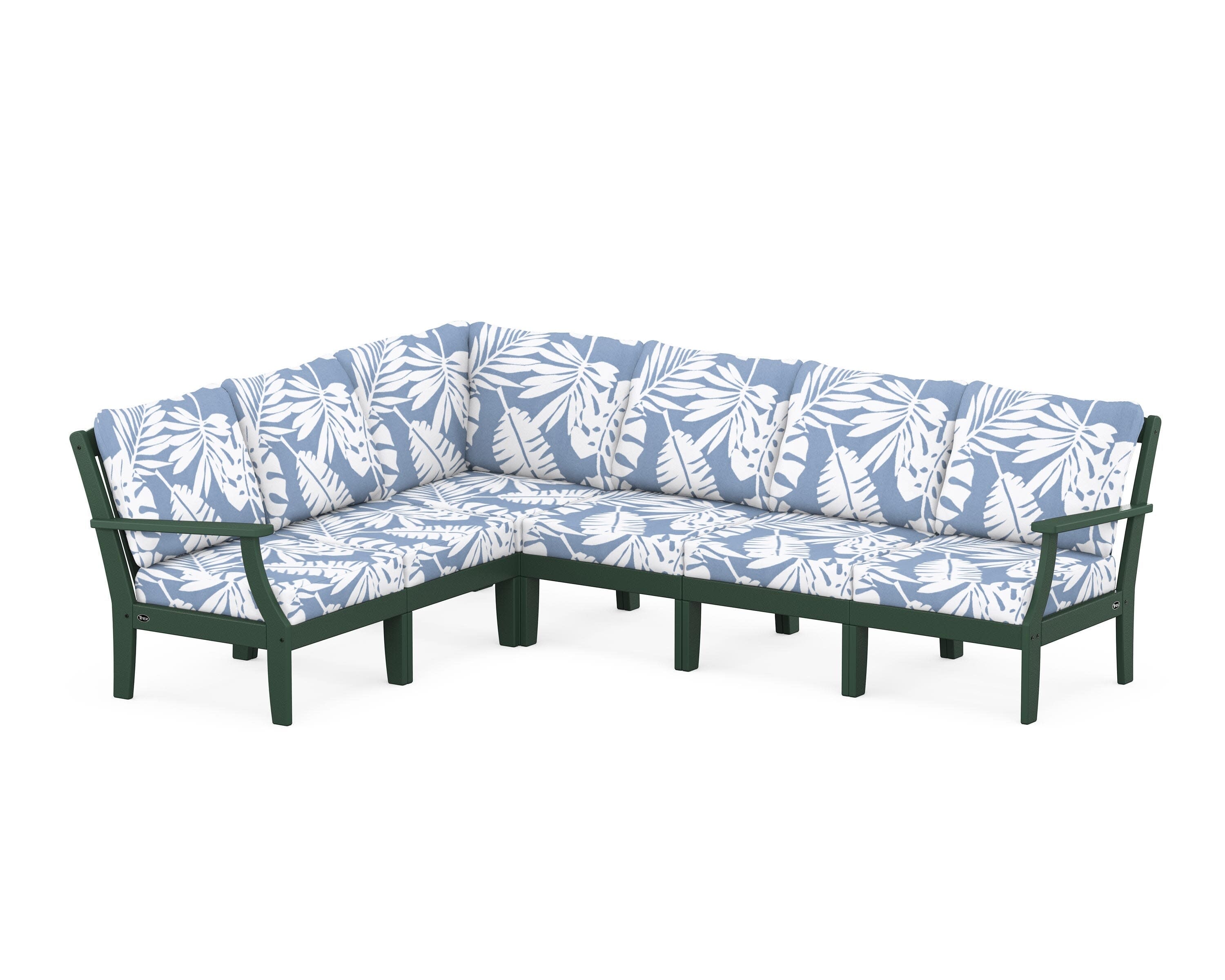 Yacht Club Modular 6-Piece Deep Seating Set in Rainforest Canopy / Leaf Sky Blue