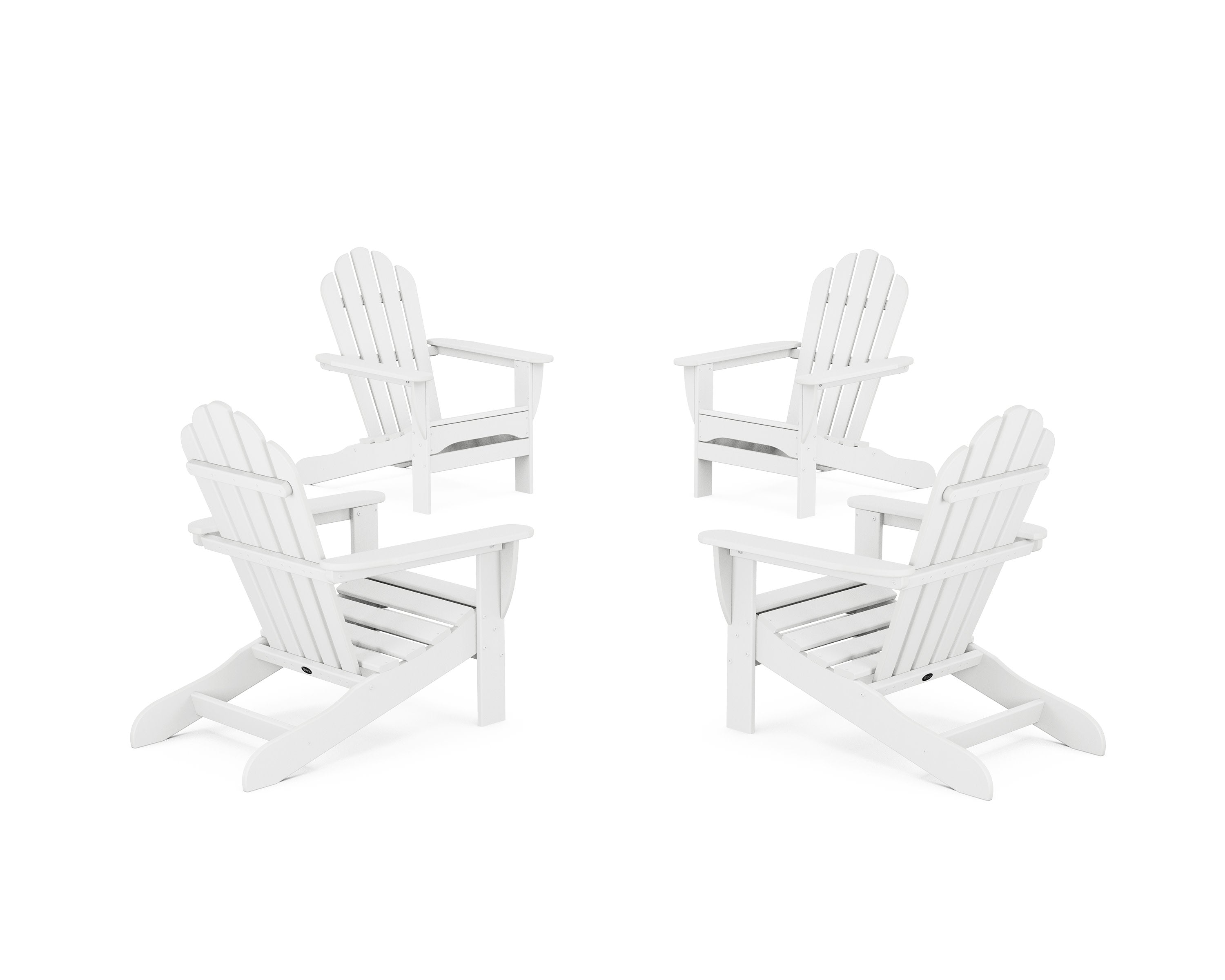4-Piece Monterey Bay Adirondack Chair Conversation Set in Classic White