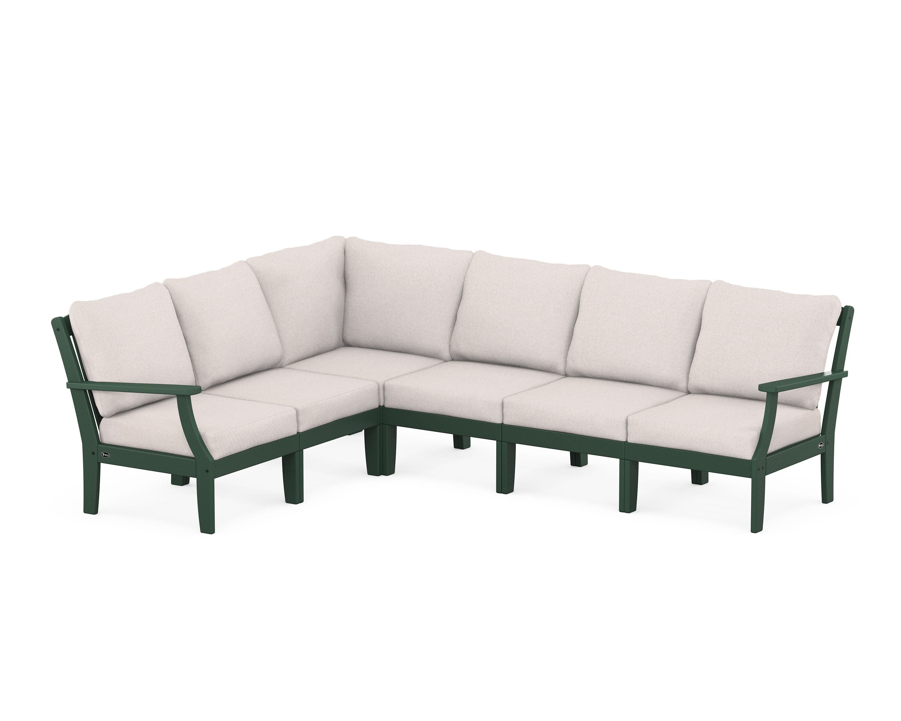 Yacht Club Modular 6-Piece Deep Seating Set in Rainforest Canopy / Dune Burlap