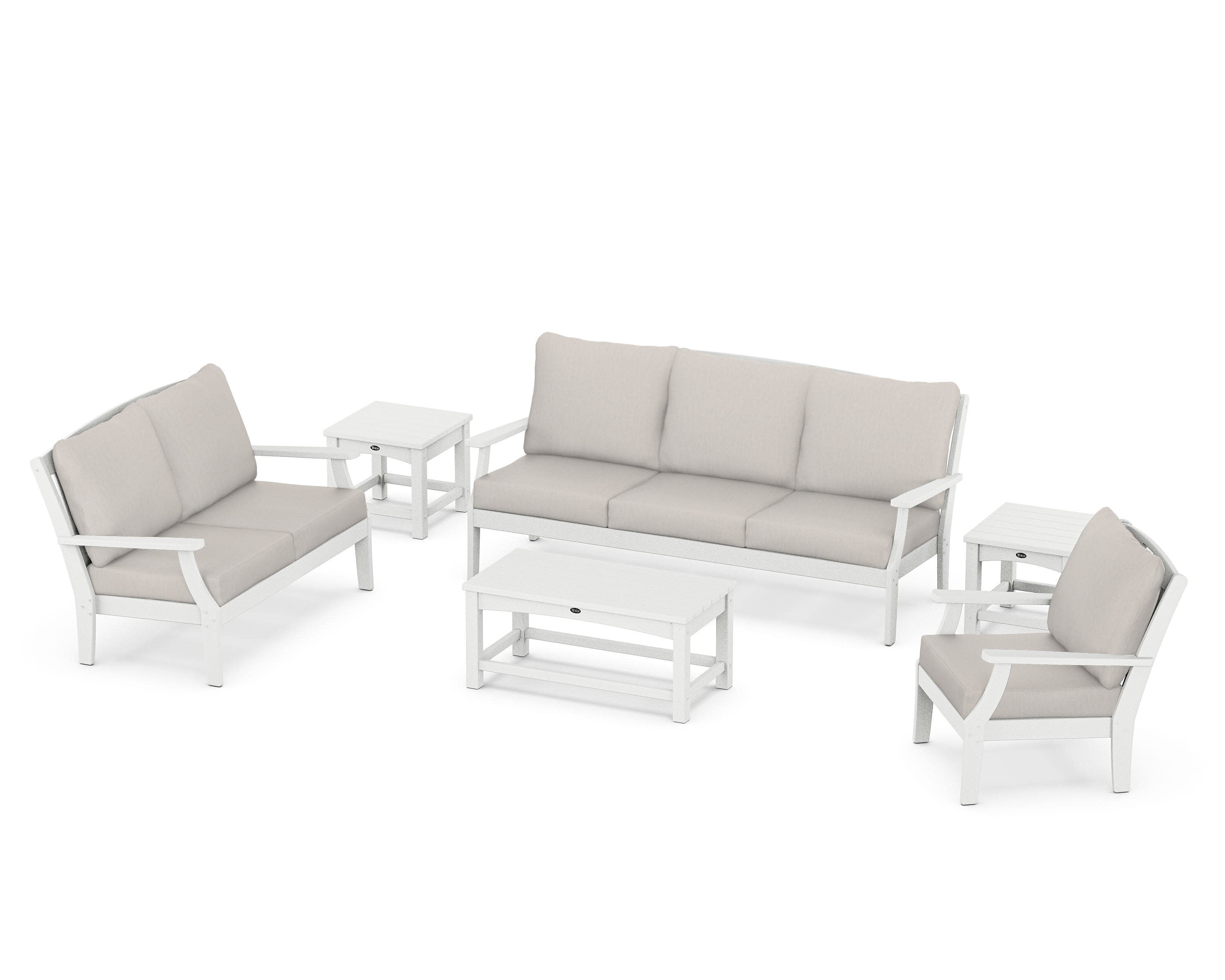 Yacht Club 6-Piece Deep Seating Set in Classic White / Cast Ash