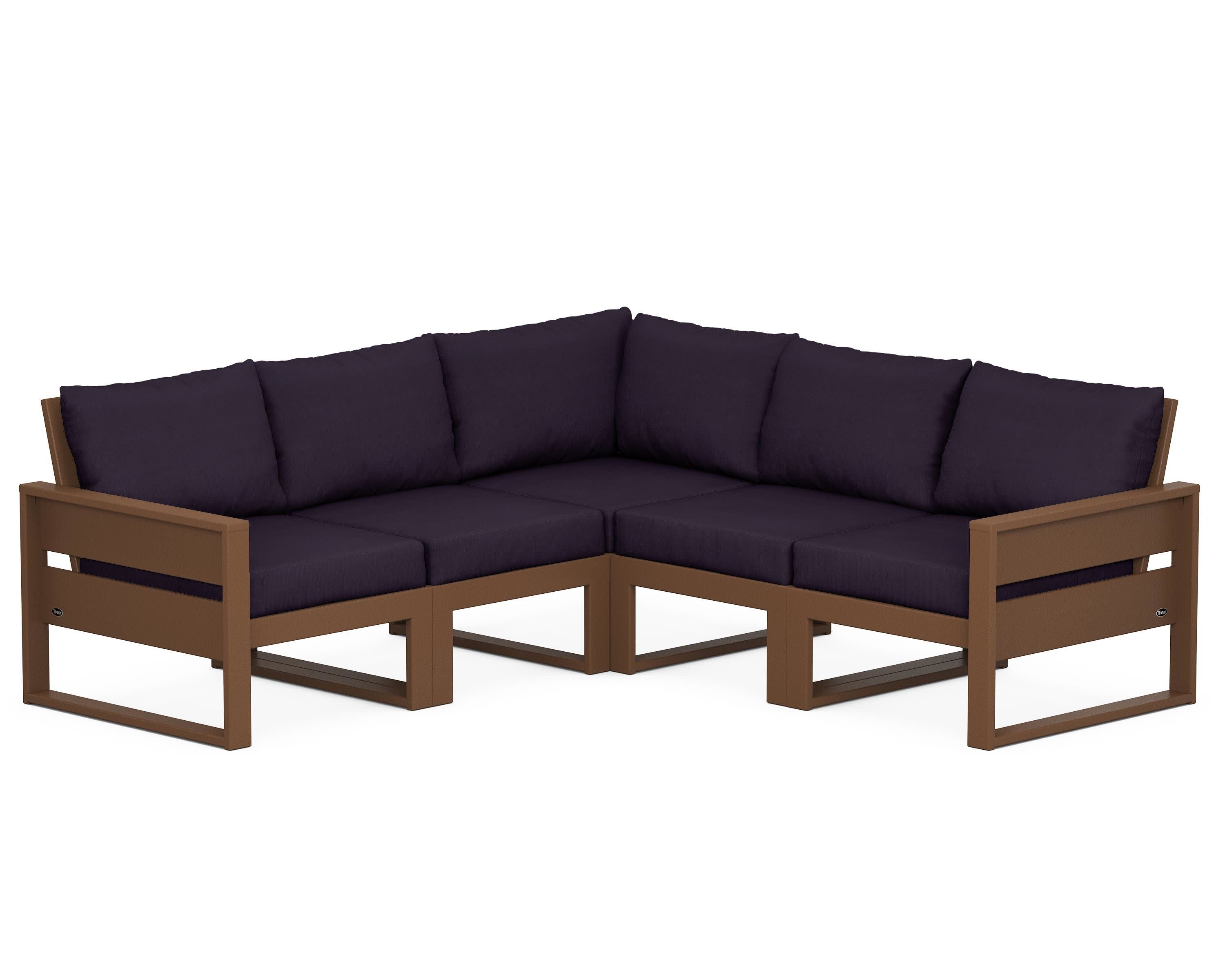 Eastport 5-Piece Sectional in Tree House / Navy Linen