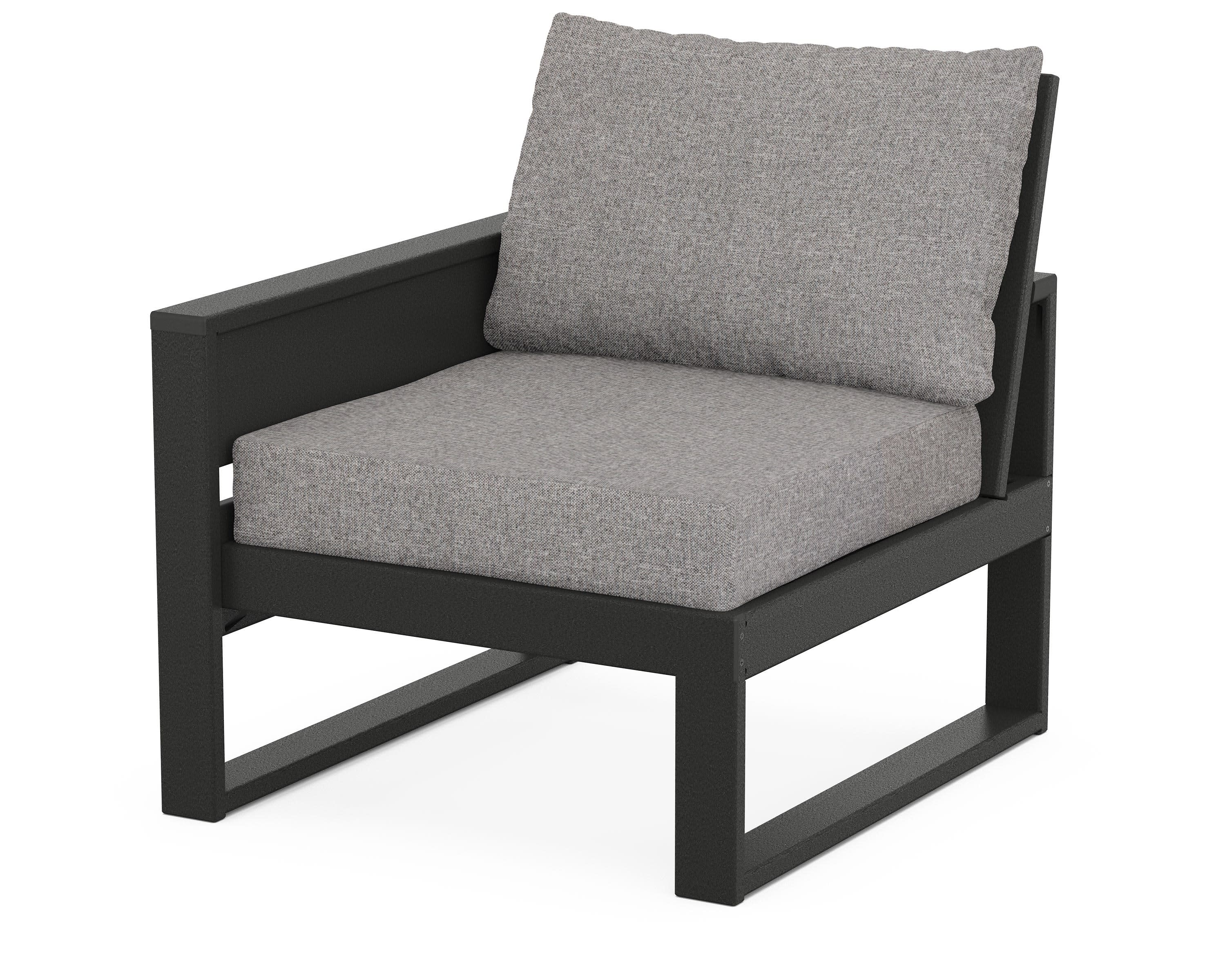 Eastport Modular Left Arm Chair in Charcoal Black / Grey Mist