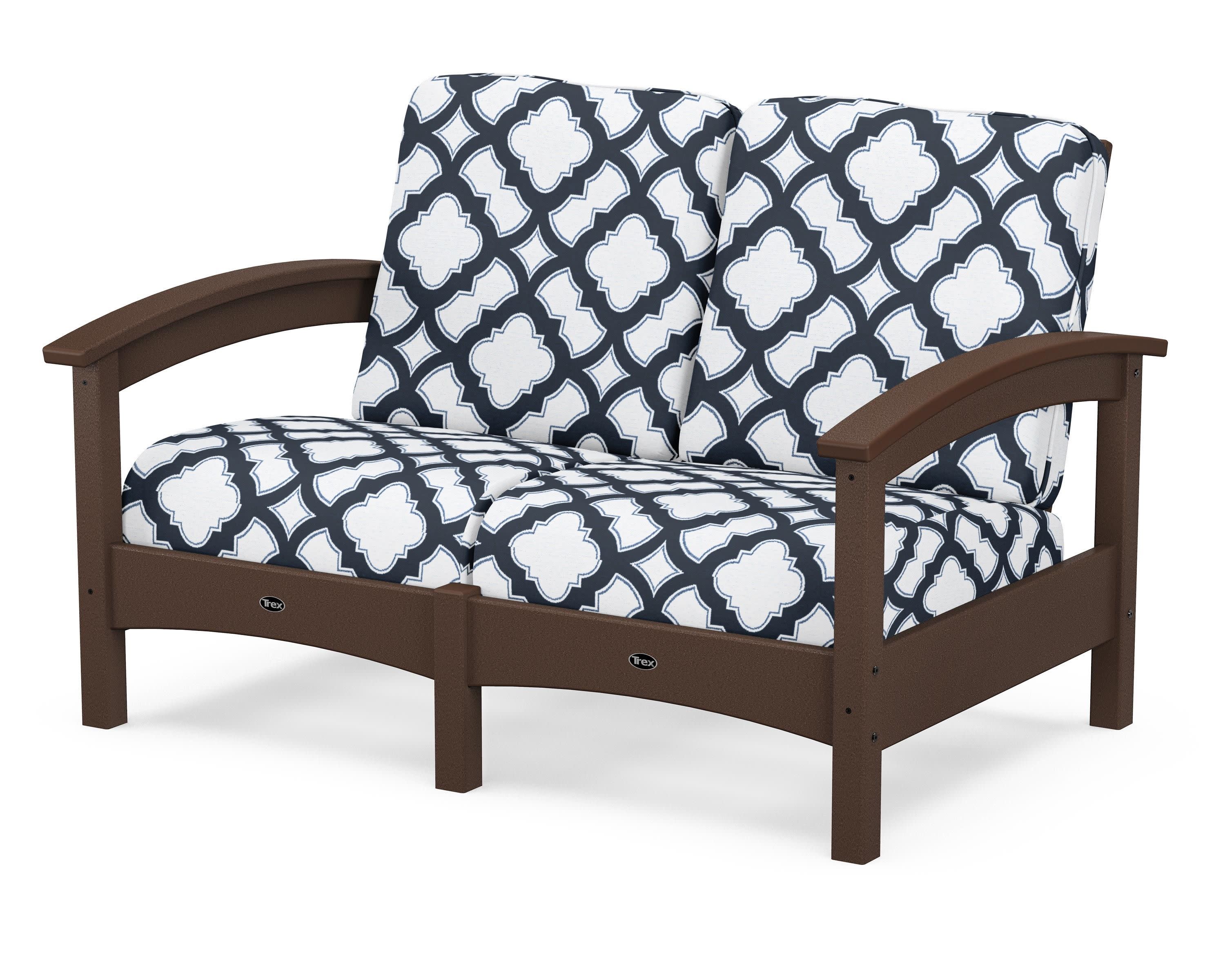 Rockport Club Loveseat in Vintage Lantern / Trellis Marine Indigo