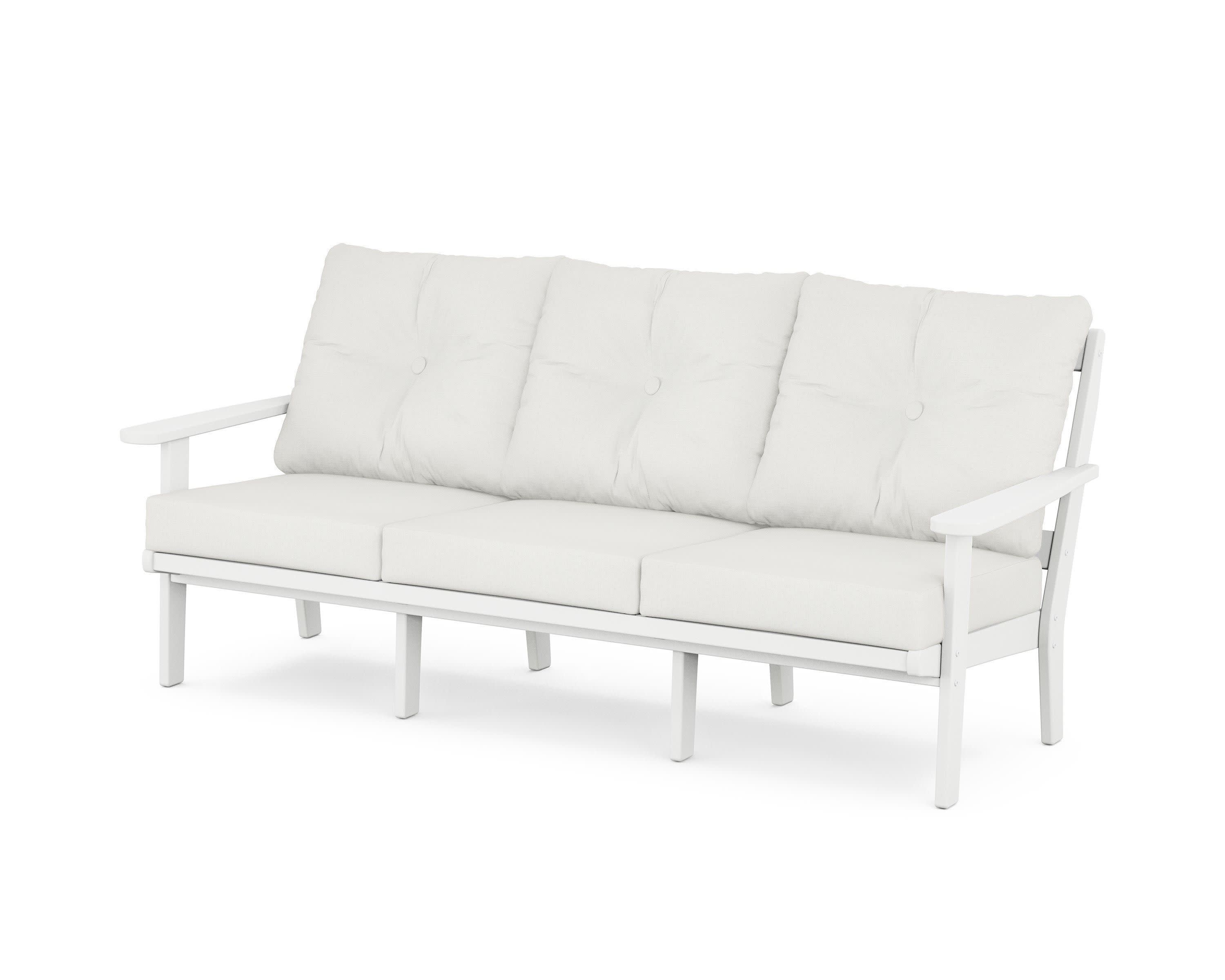 Cape Cod Deep Seating Sofa in Classic White / Natural Linen