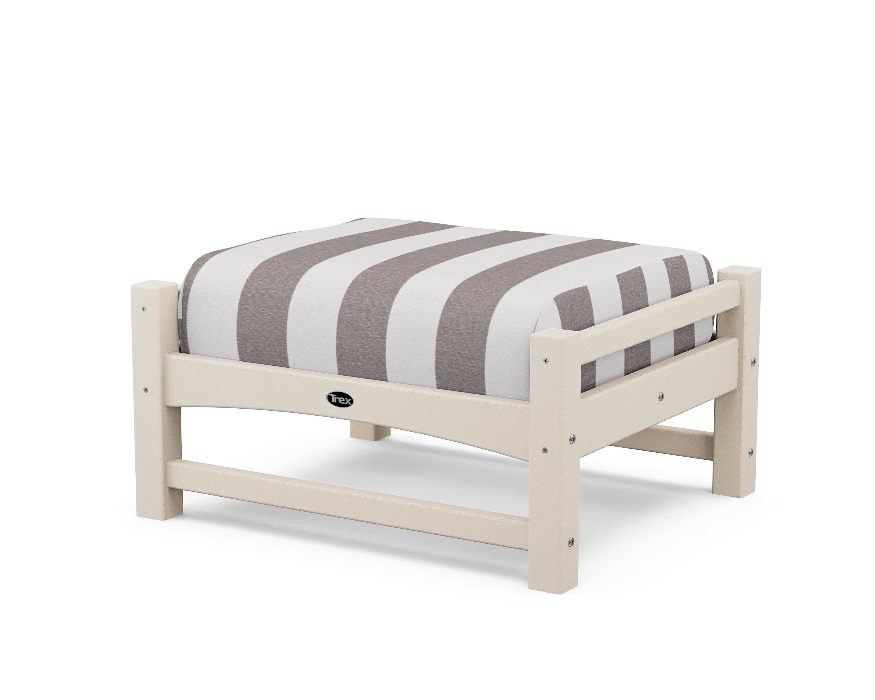 Rockport Club Ottoman in Sand Castle / Cabana Stripe Grey Mist