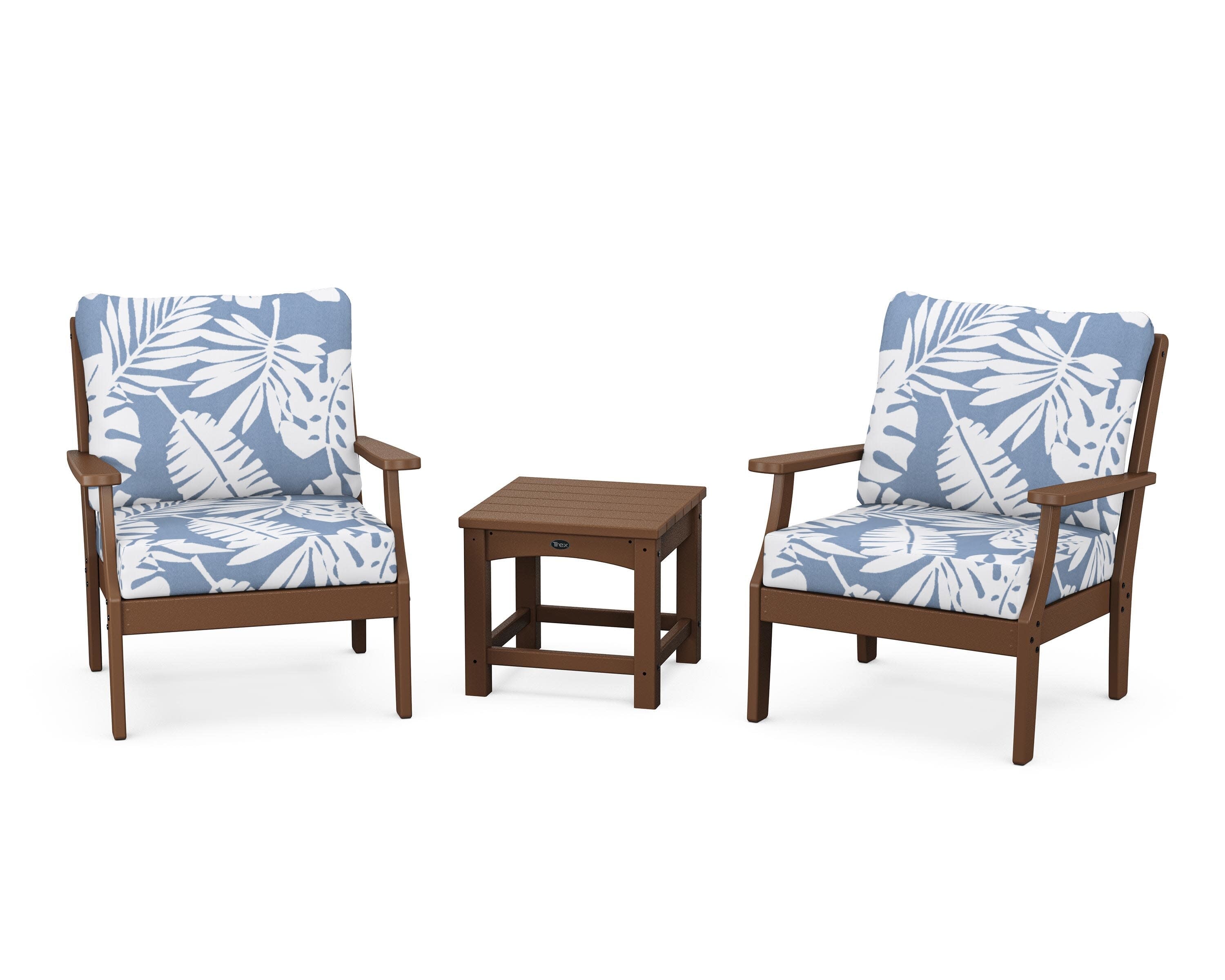 Yacht Club 3-Piece Deep Seating Set in Tree House / Leaf Sky Blue