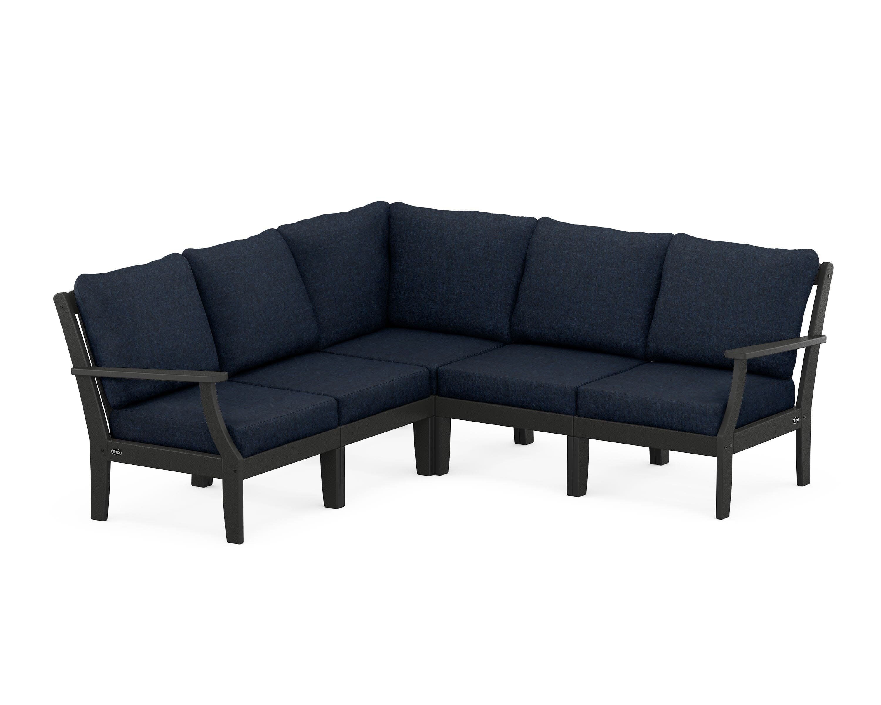 Yacht Club Modular 5-Piece Deep Seating Set in Charcoal Black / Marine Indigo