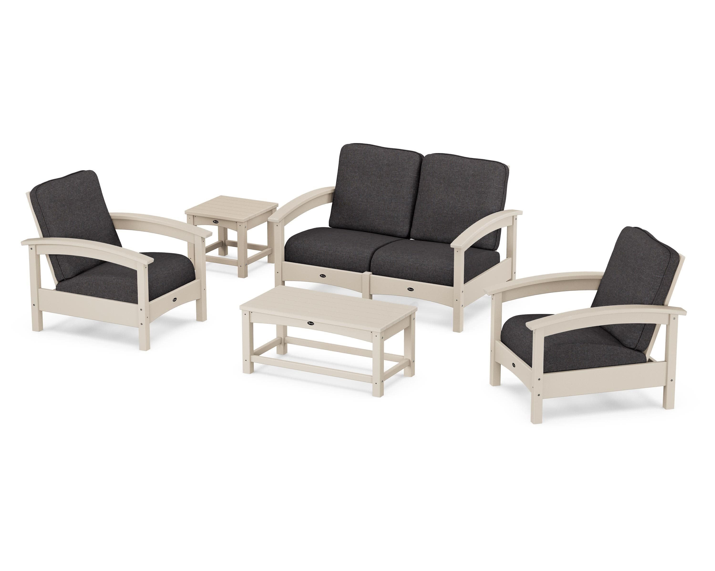Rockport Club 6-Piece Deep Seating Conversation Set in Sand Castle / Ash Charcoal