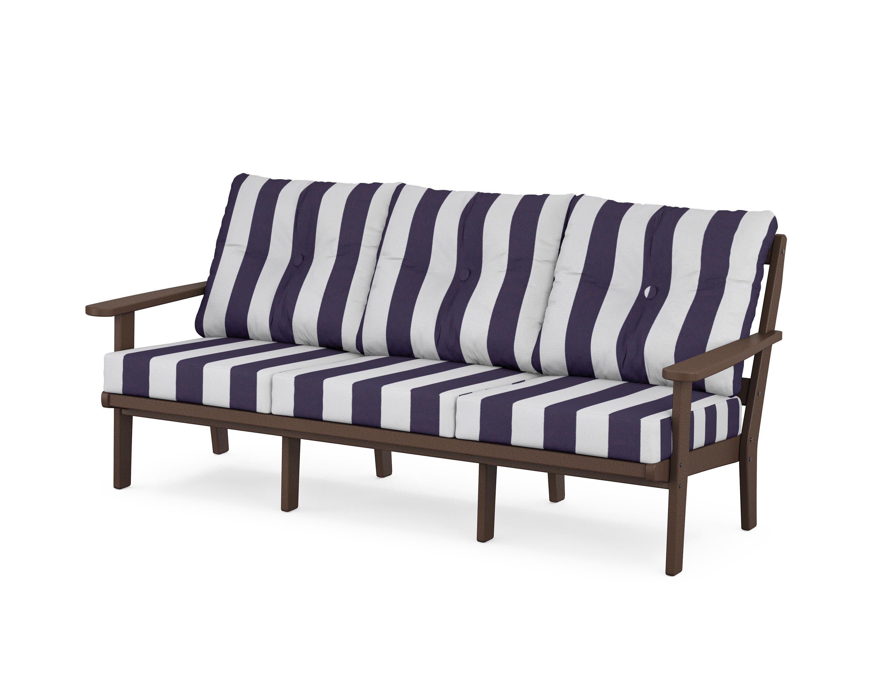 Cape Cod Deep Seating Sofa in Vintage Lantern / Cabana Stripe Navy