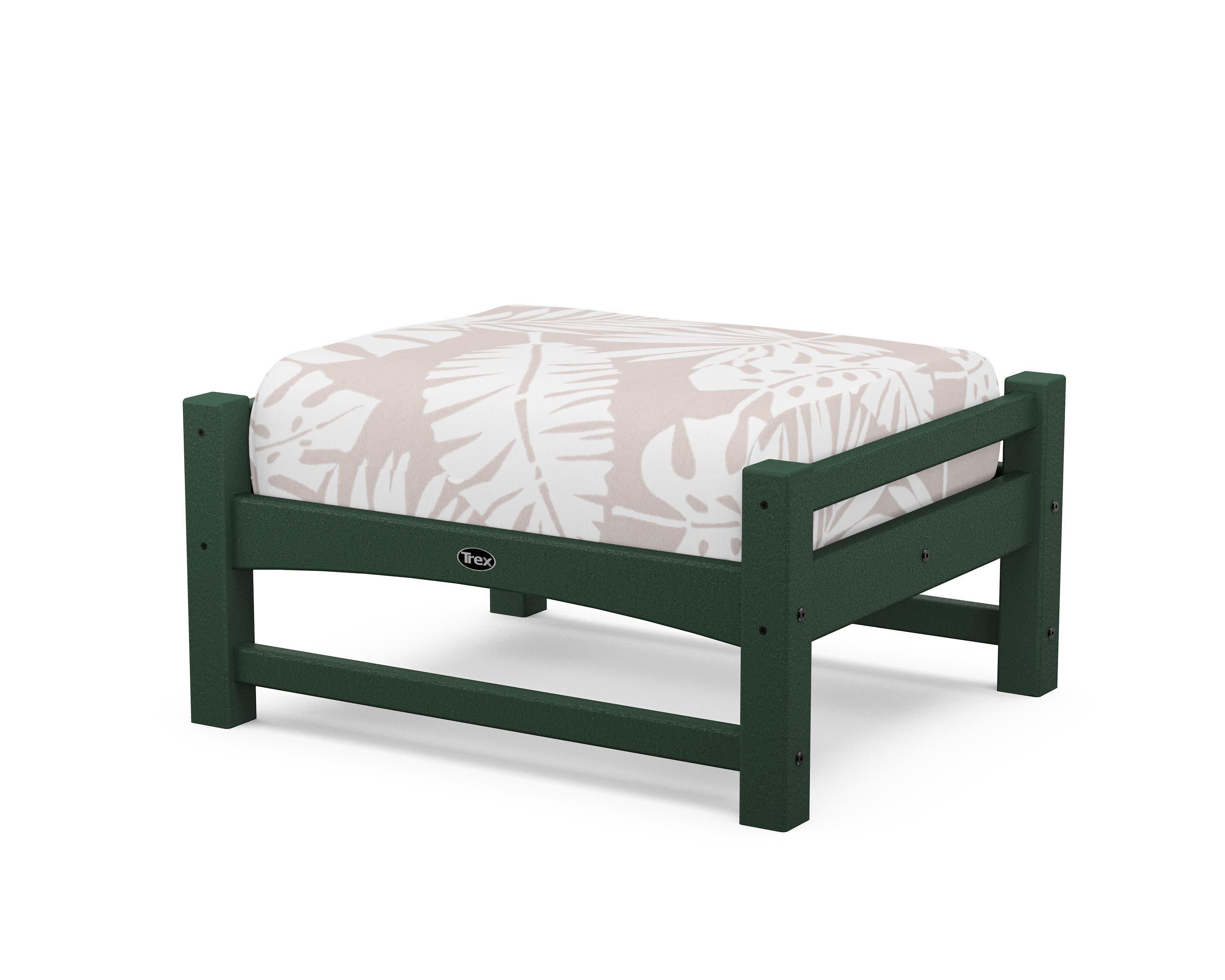 Rockport Club Ottoman in Rainforest Canopy / Leaf Dune Burlap
