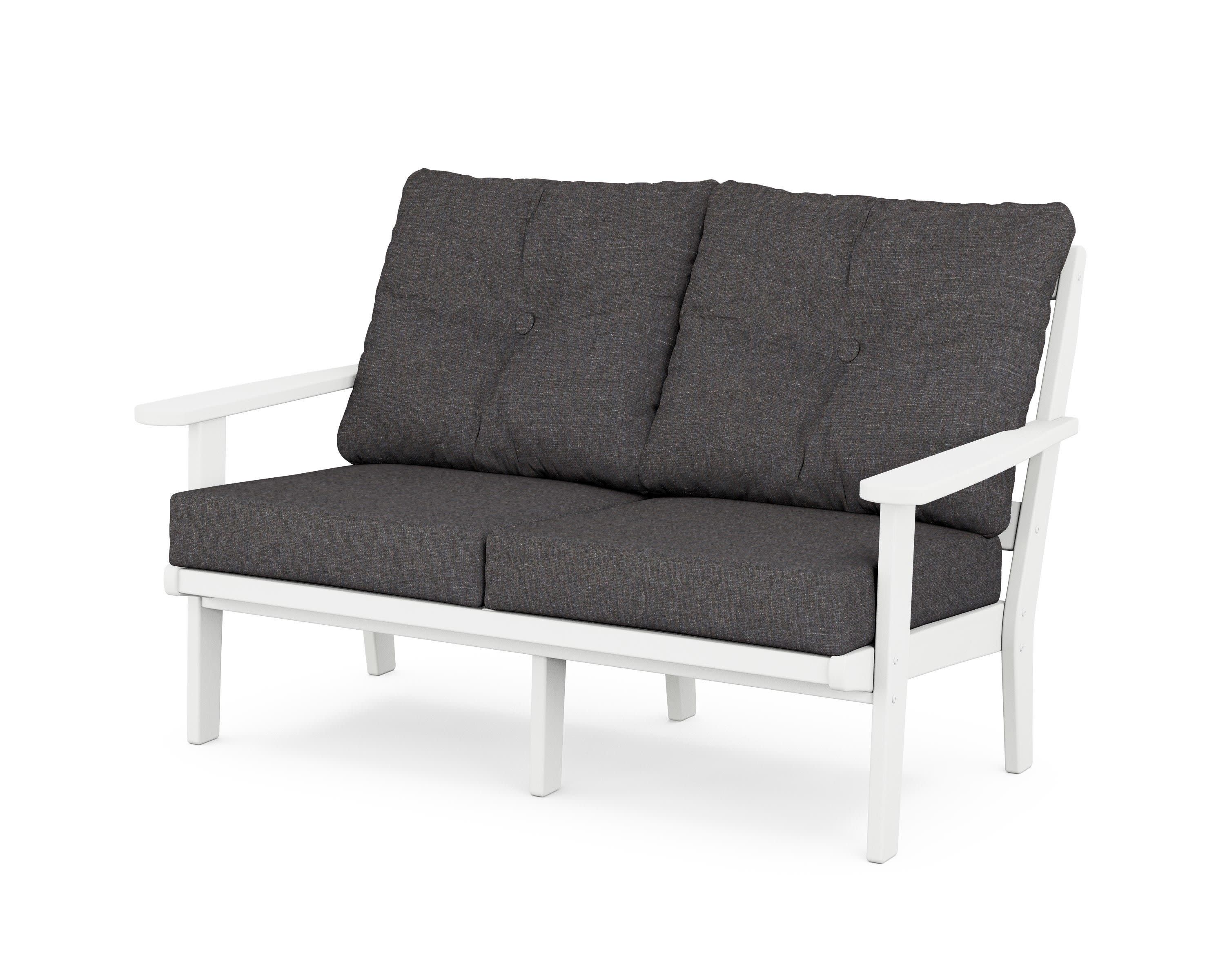 Cape Cod Deep Seating Loveseat in Classic White / Ash Charcoal