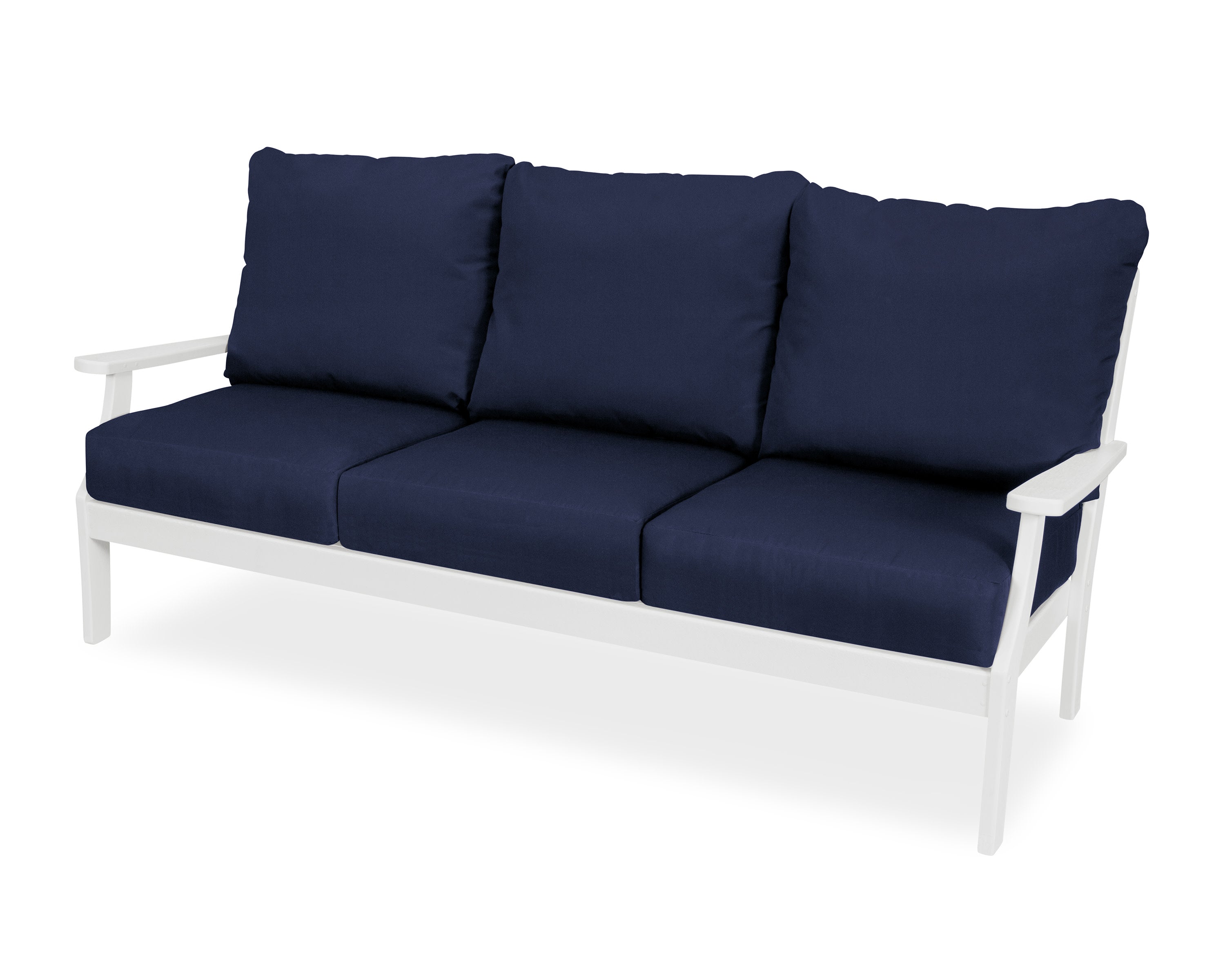 Yacht Club Deep Seating Sofa in Classic White / Navy