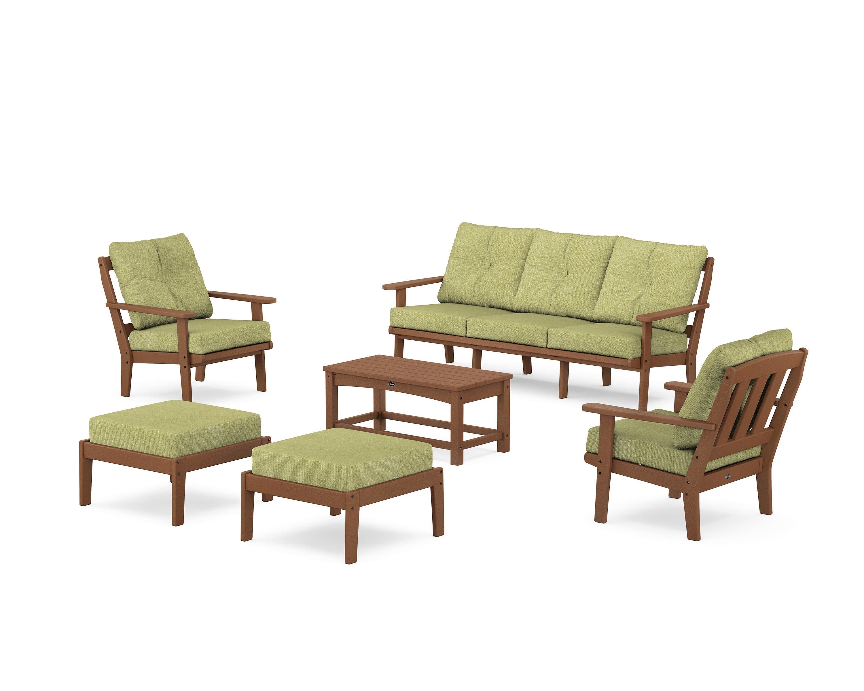Cape Cod 6-Piece Lounge Sofa Set in Tree House / Chartreuse Boucle