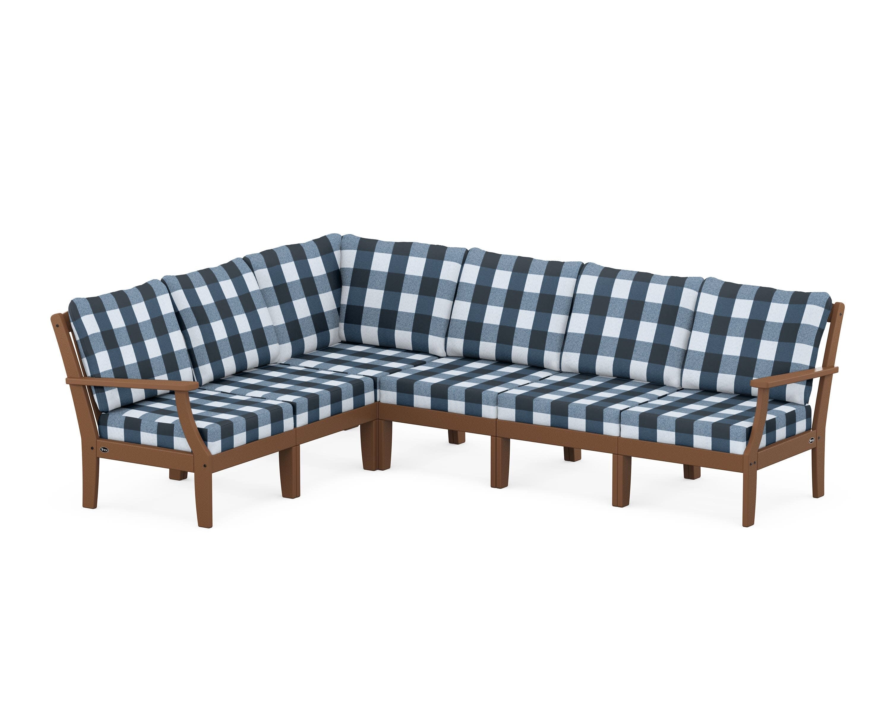 Yacht Club Modular 6-Piece Deep Seating Set in Tree House / Buffalo Plaid Marine Indigo
