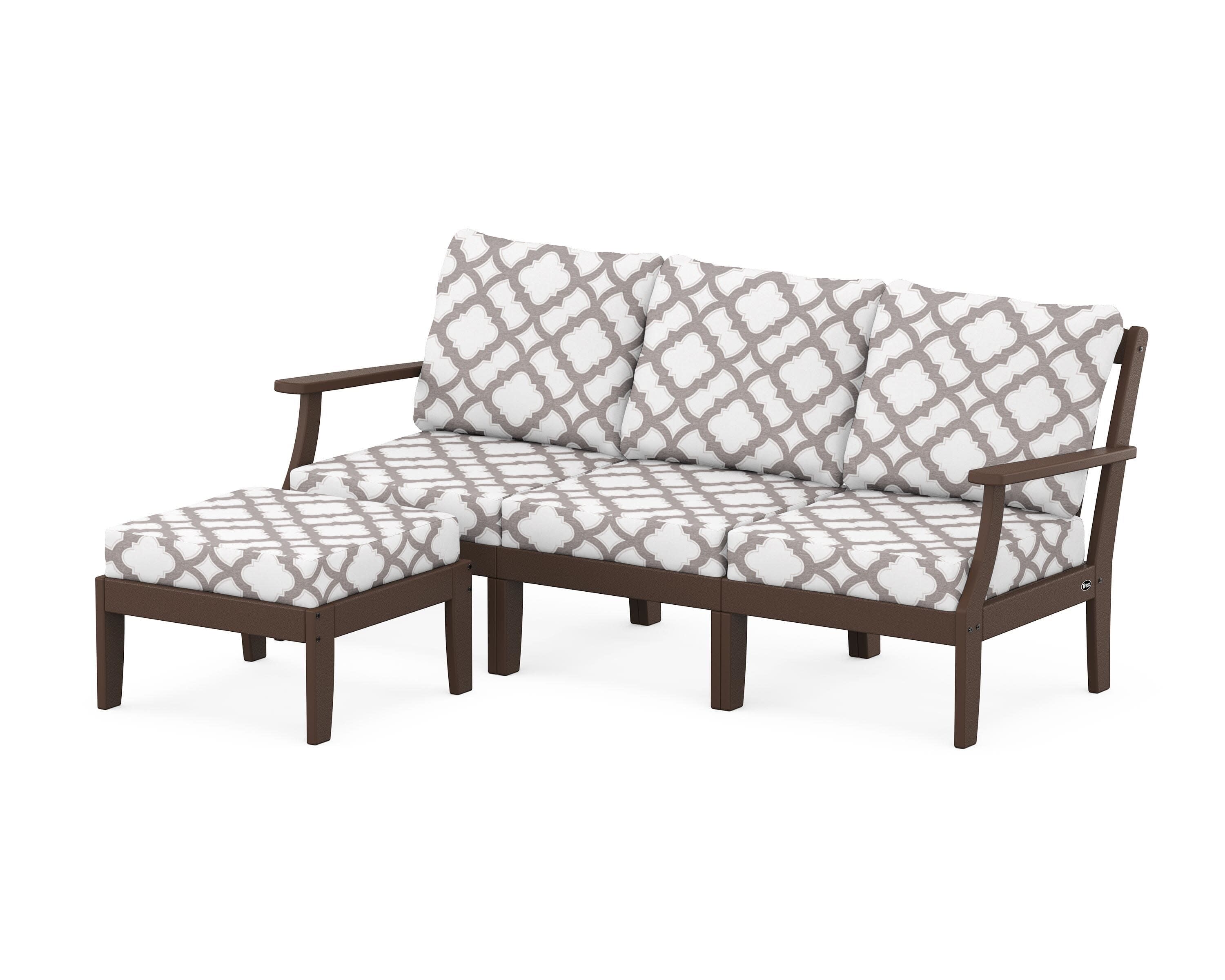 Yacht Club Modular 4-Piece Deep Seating Set with Ottoman in Vintage Lantern / Trellis Grey Mist