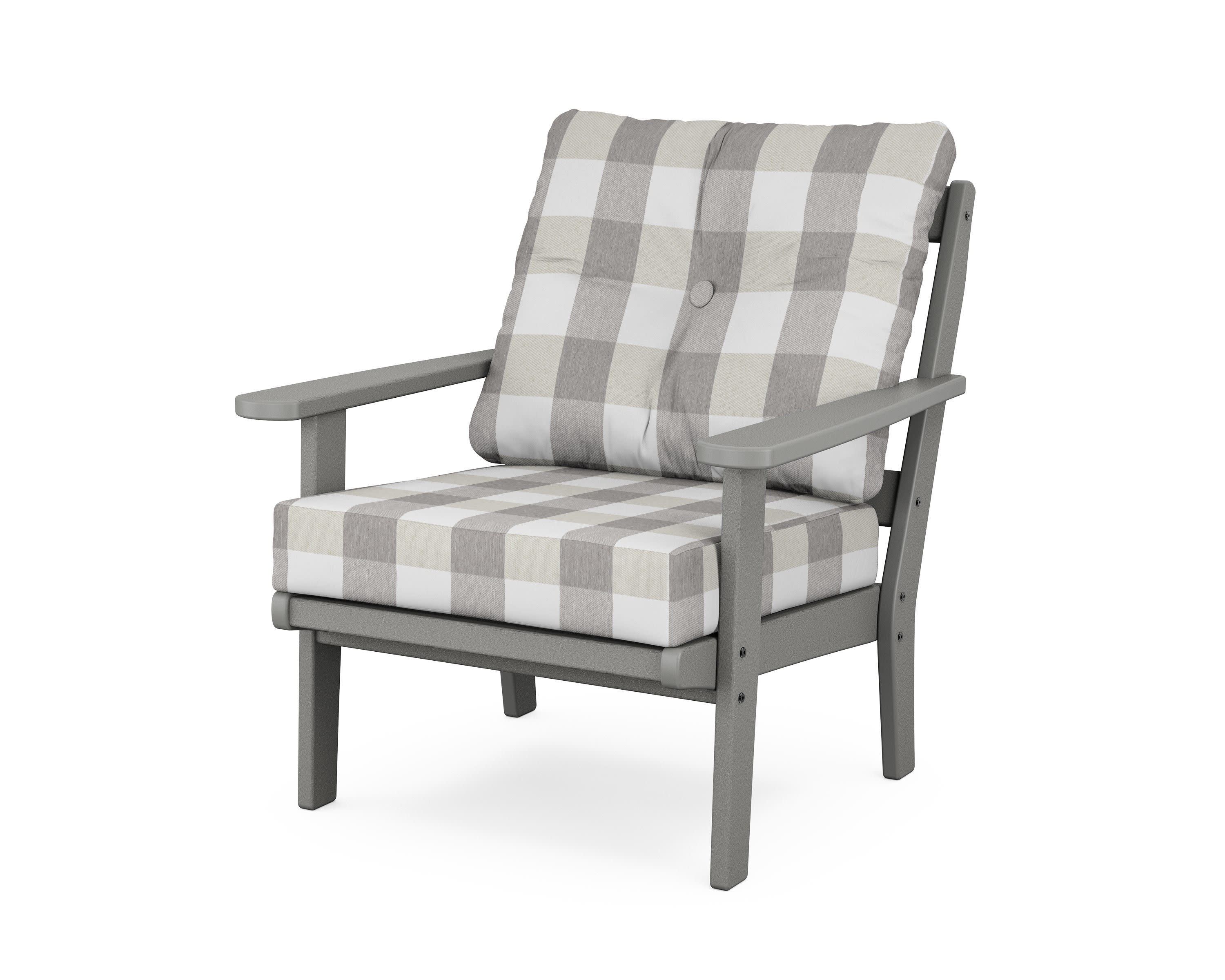 Cape Cod Deep Seating Chair in Stepping Stone / Buffalo Plaid Grey Mist