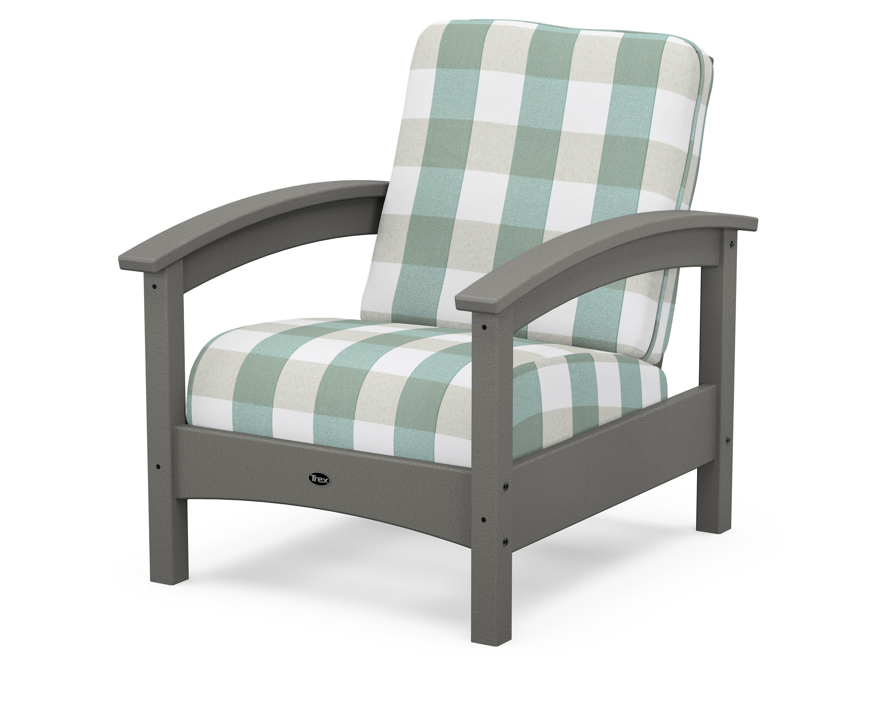 Rockport Club Chair in Stepping Stone / Buffalo Plaid Glacier Spa
