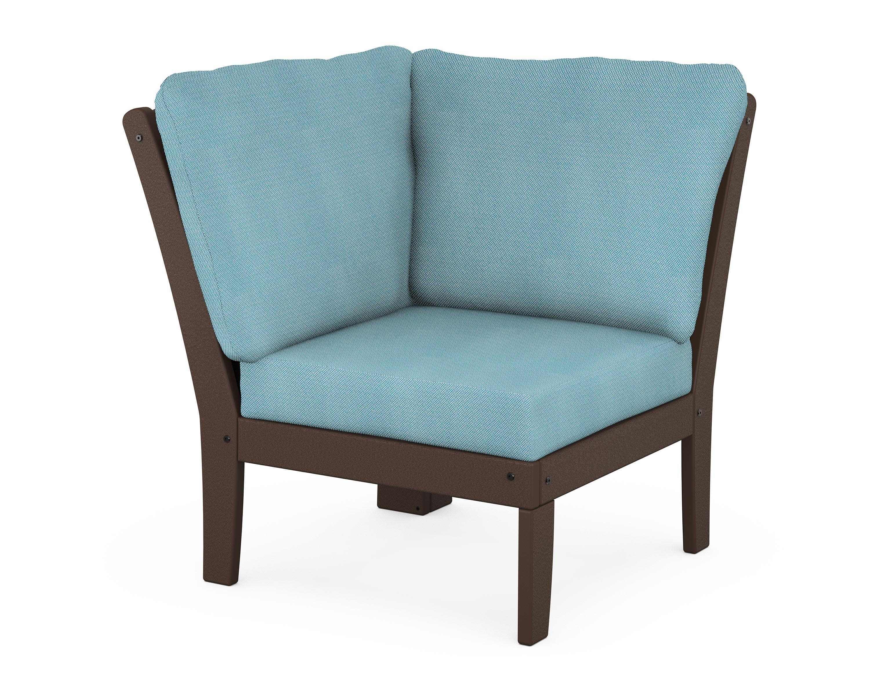 Yacht Club Modular Corner Chair in Vintage Lantern / Lattice Sky Blue