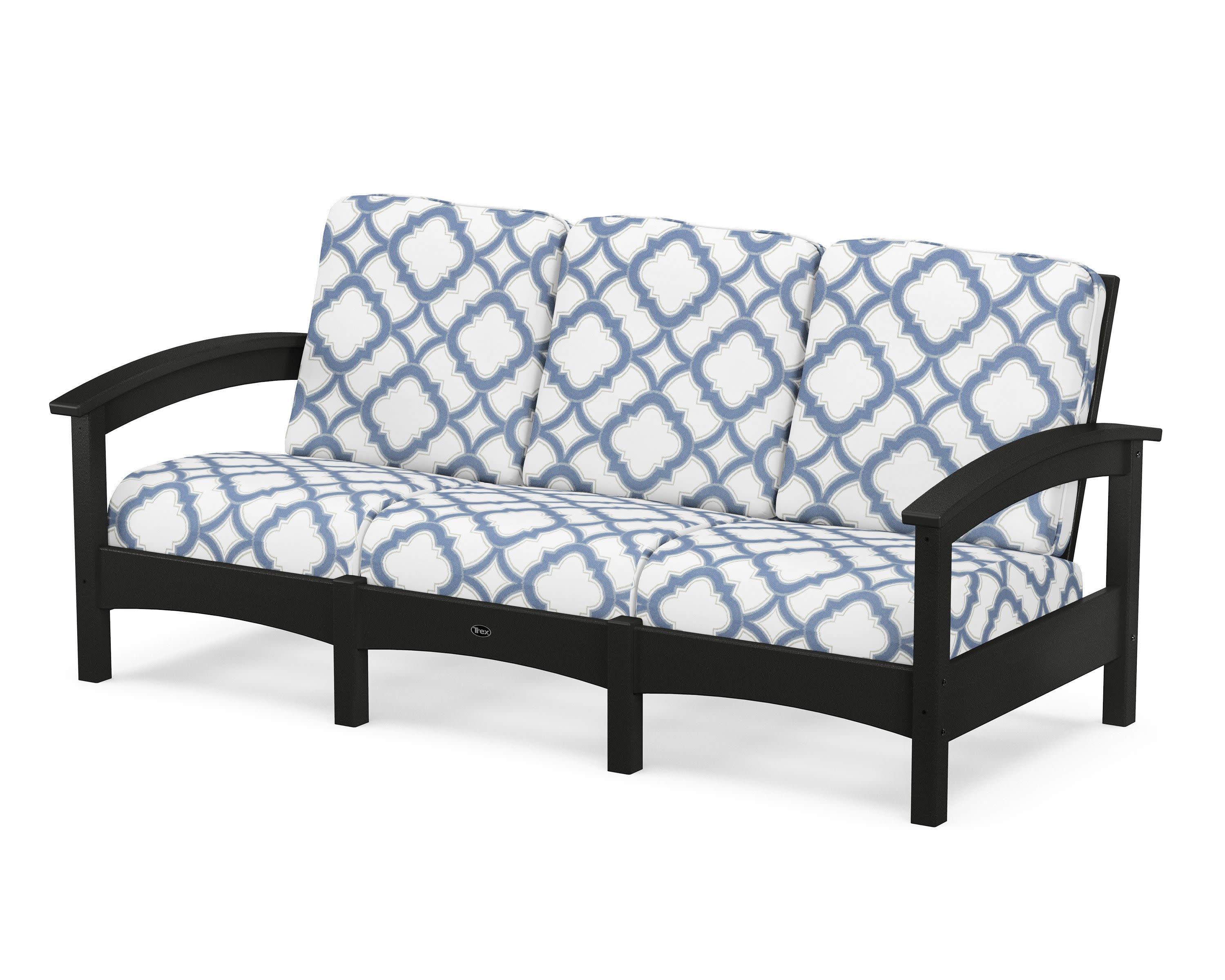 Rockport Club Sofa in Charcoal Black / Trellis Sky Blue