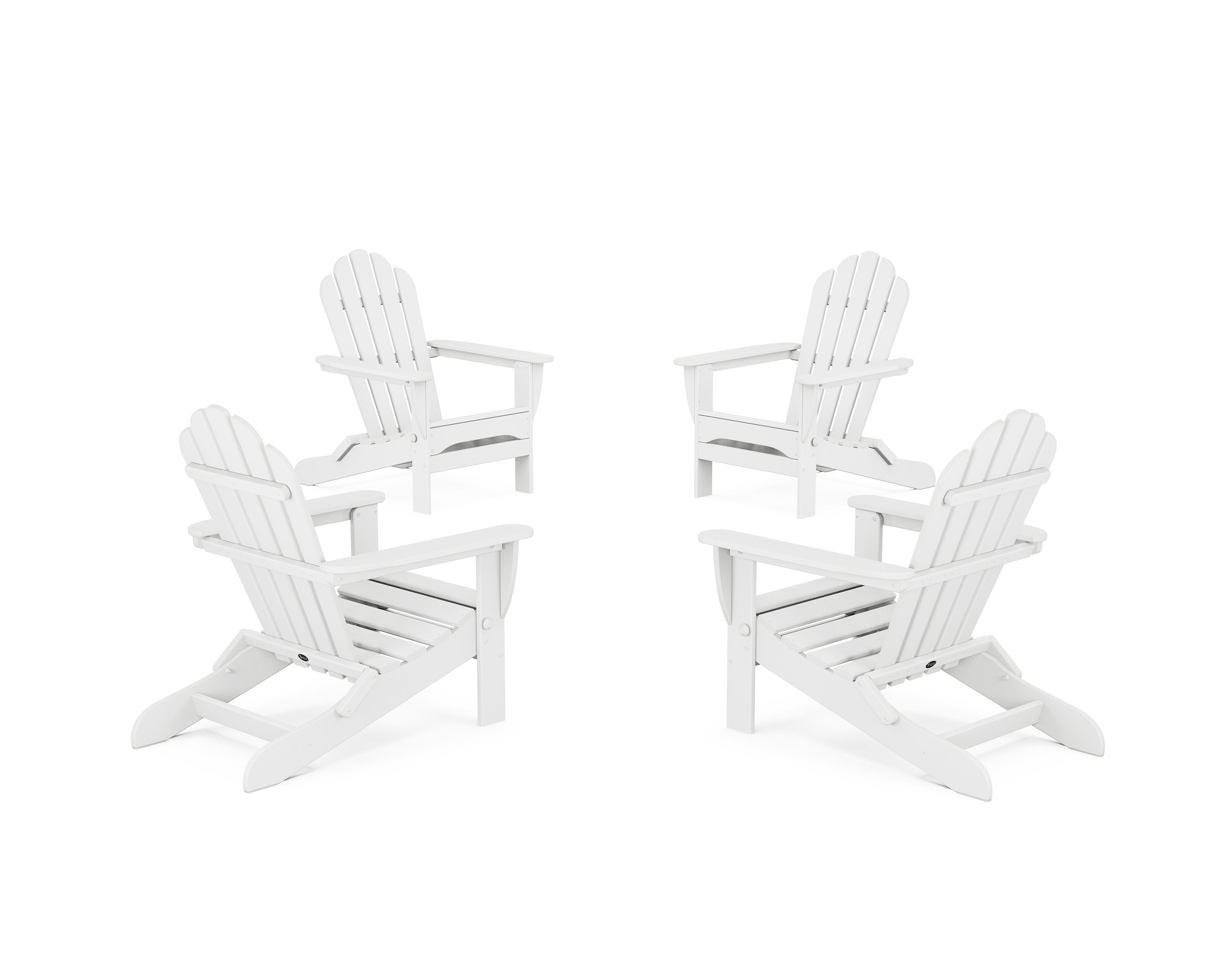 4-Piece Monterey Bay Folding Adirondack Chair Conversation Set in Classic White
