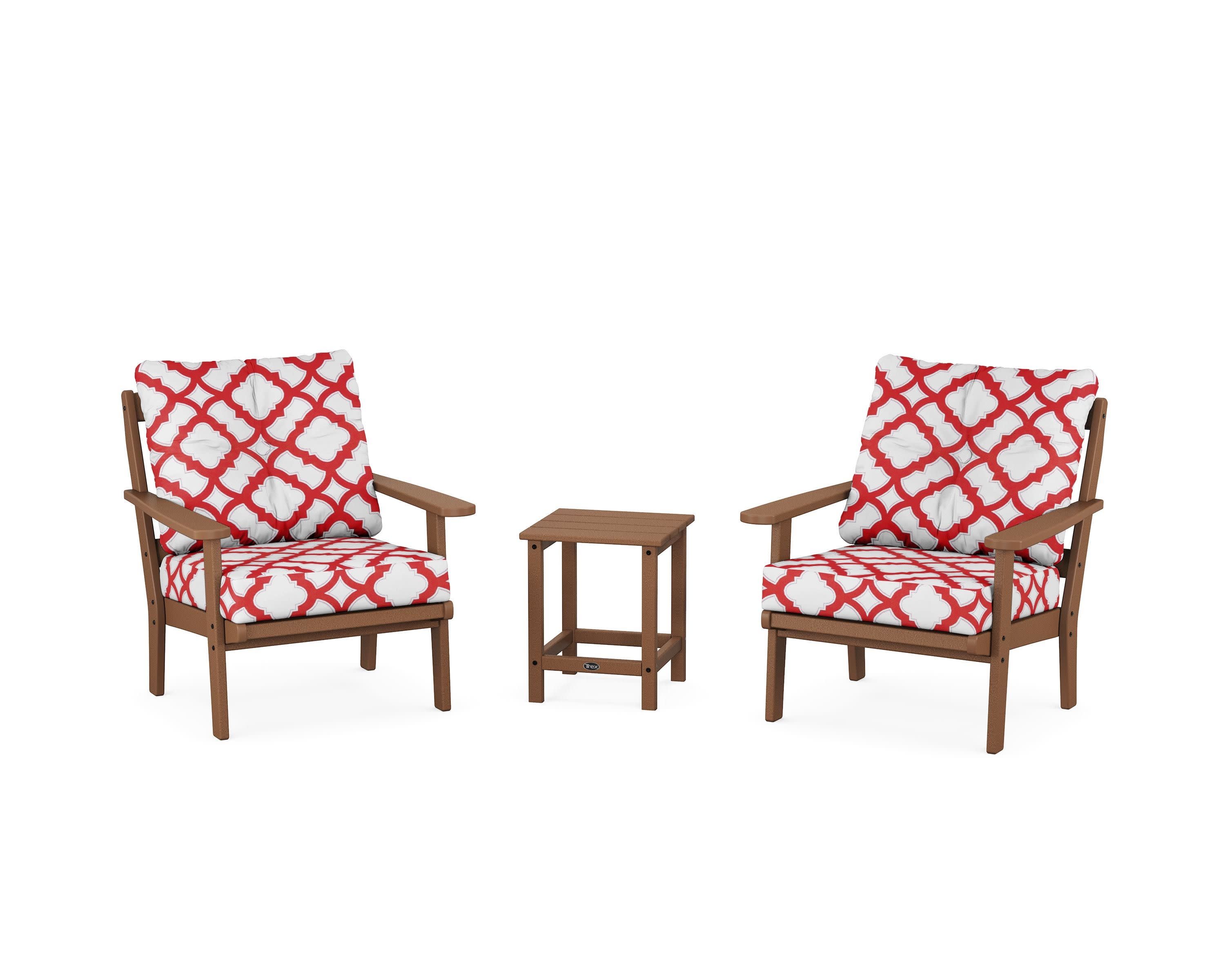 Cape Cod 3-Piece Deep Seating Set in Tree House / Trellis Crimson