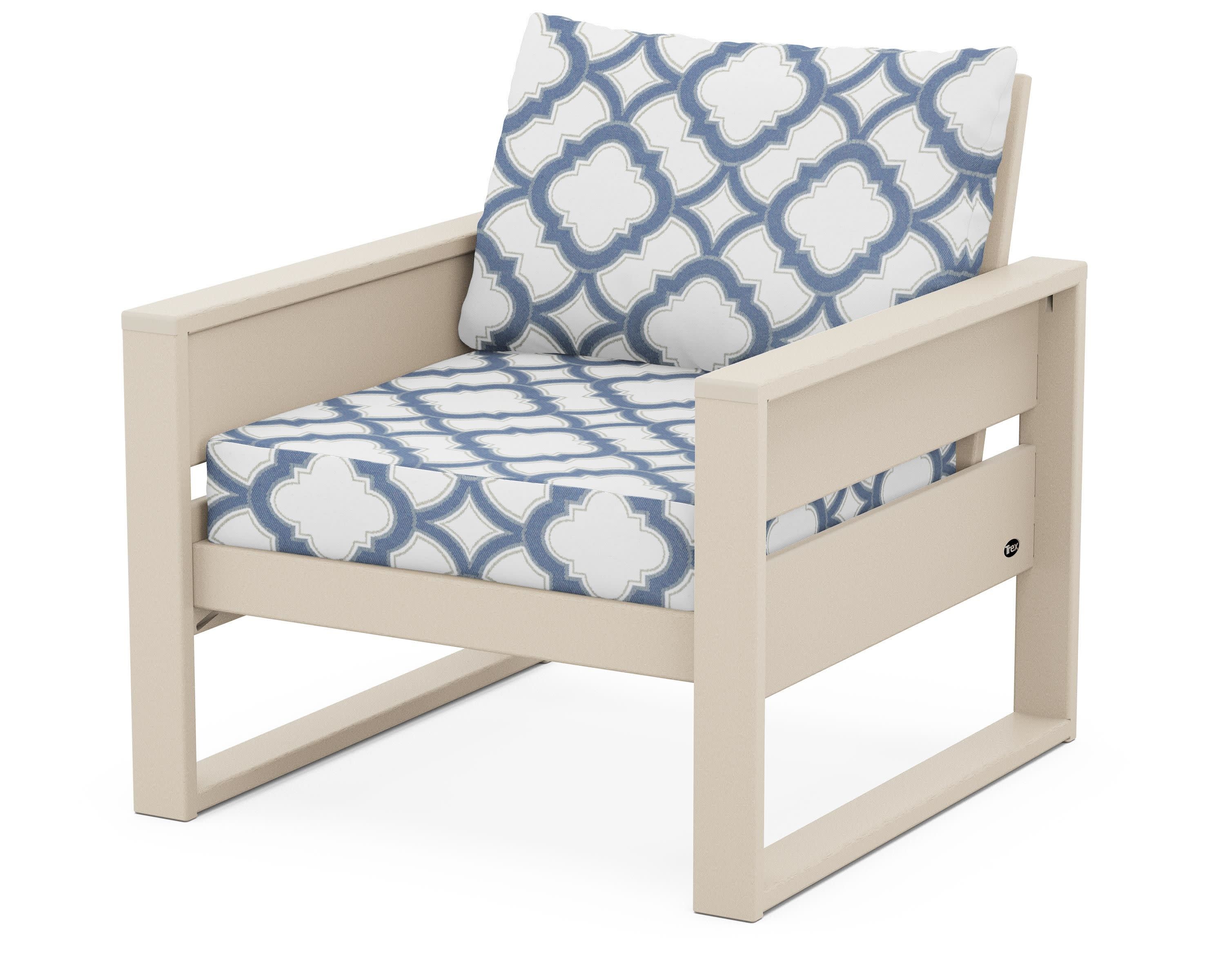Eastport Club Chair in Sand Castle / Trellis Sky Blue